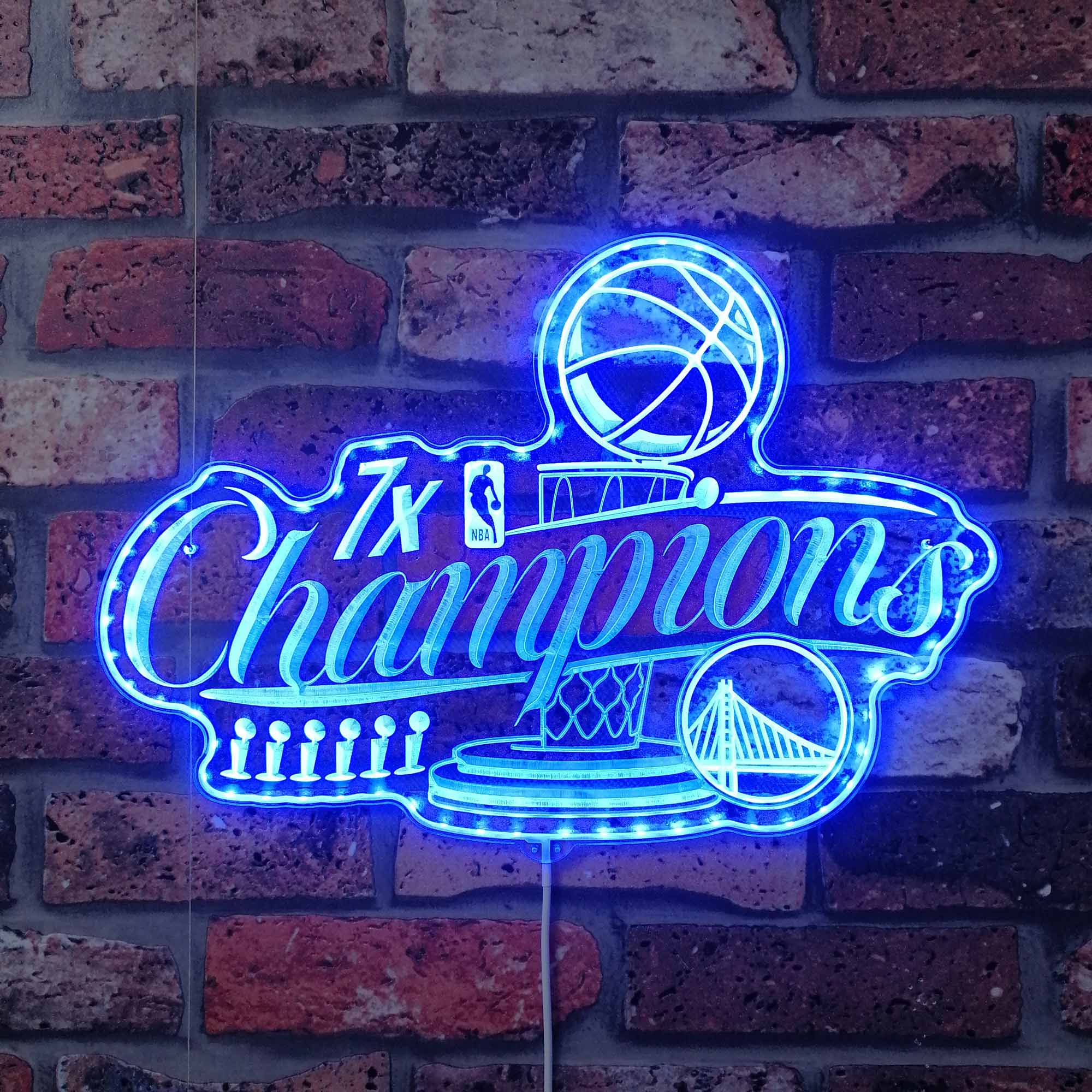 Golden State warriors 7x Champions Dynamic RGB Edge Lit LED Sign