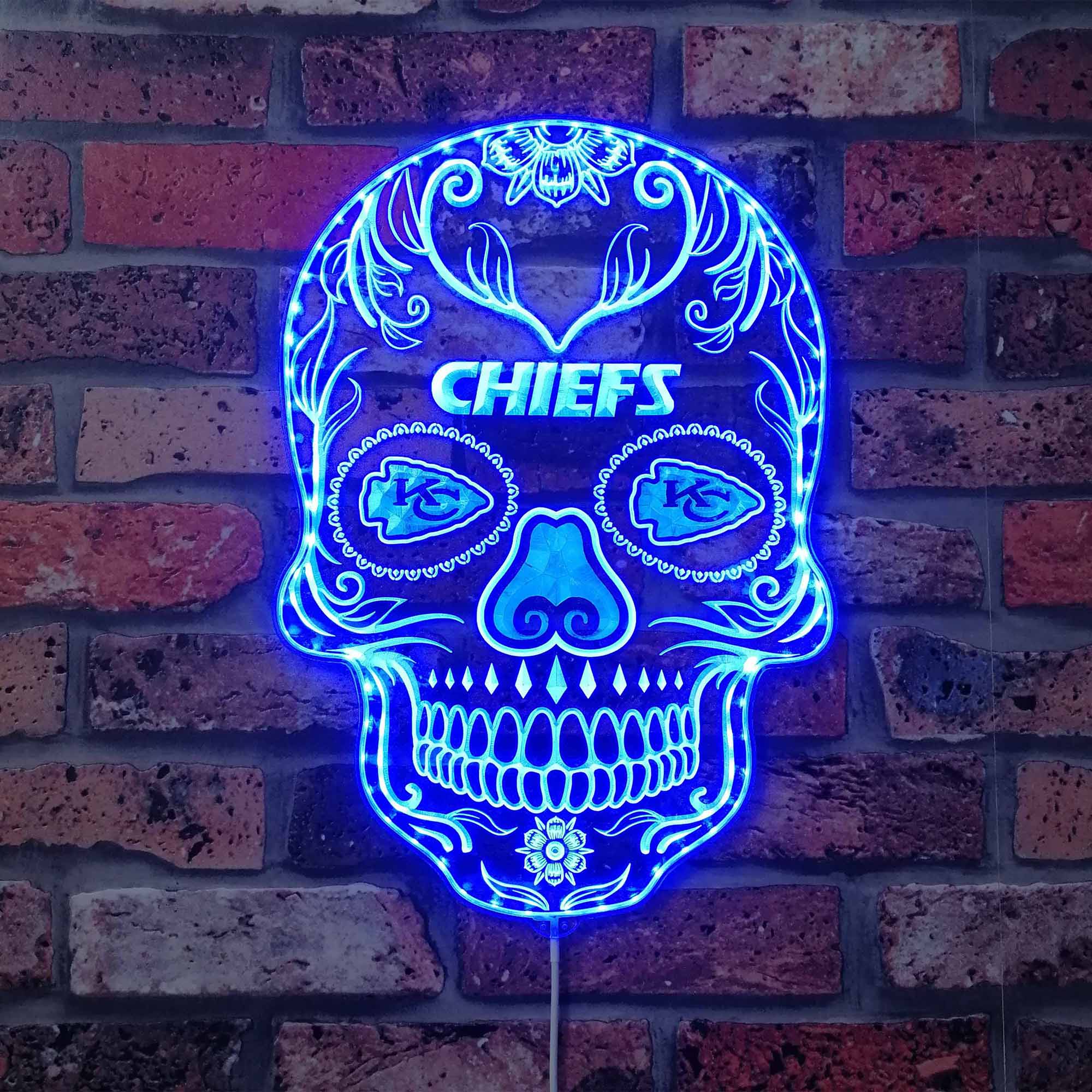 Kansas City chiefs Sugar Skull Dynamic RGB Edge Lit LED Sign