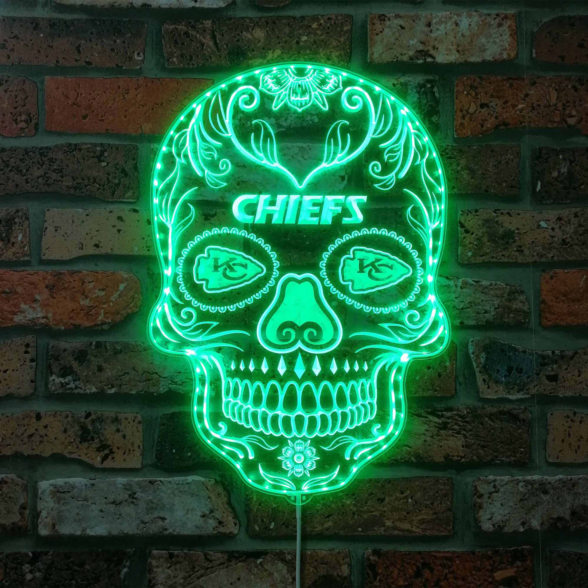 Kansas City chiefs Sugar Skull Dynamic RGB Edge Lit LED Sign