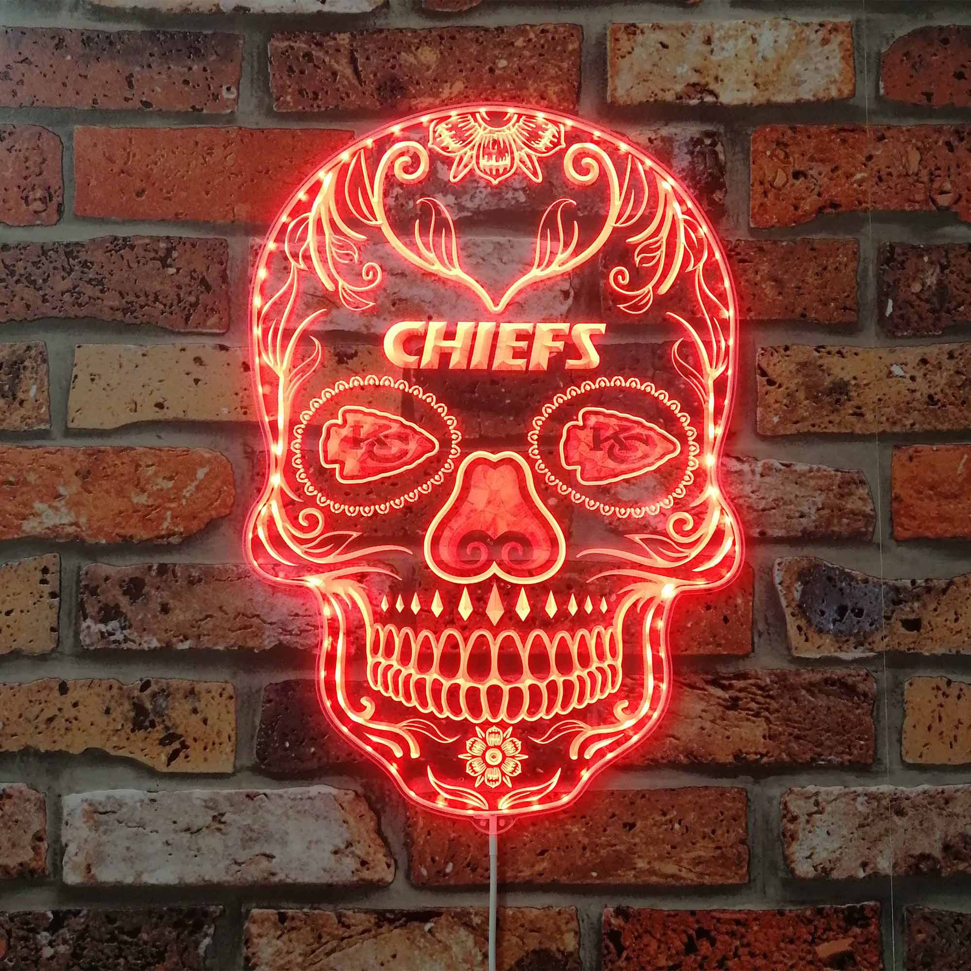 Kansas City chiefs Sugar Skull Dynamic RGB Edge Lit LED Sign