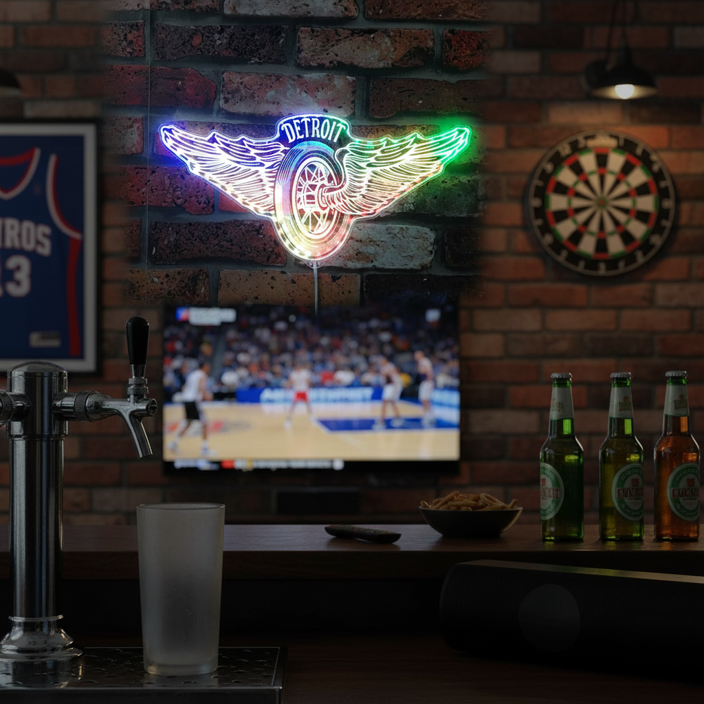 Detroit Red Wings Neon RGB Edge Lit LED Sign