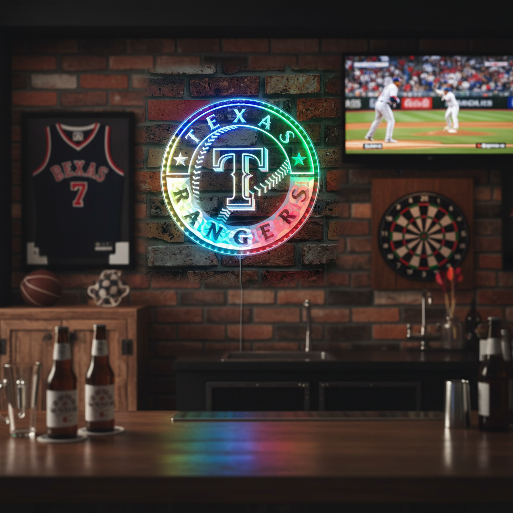 Texas Rangers Alternate Logo Neon RGB Edge Lit LED Sign