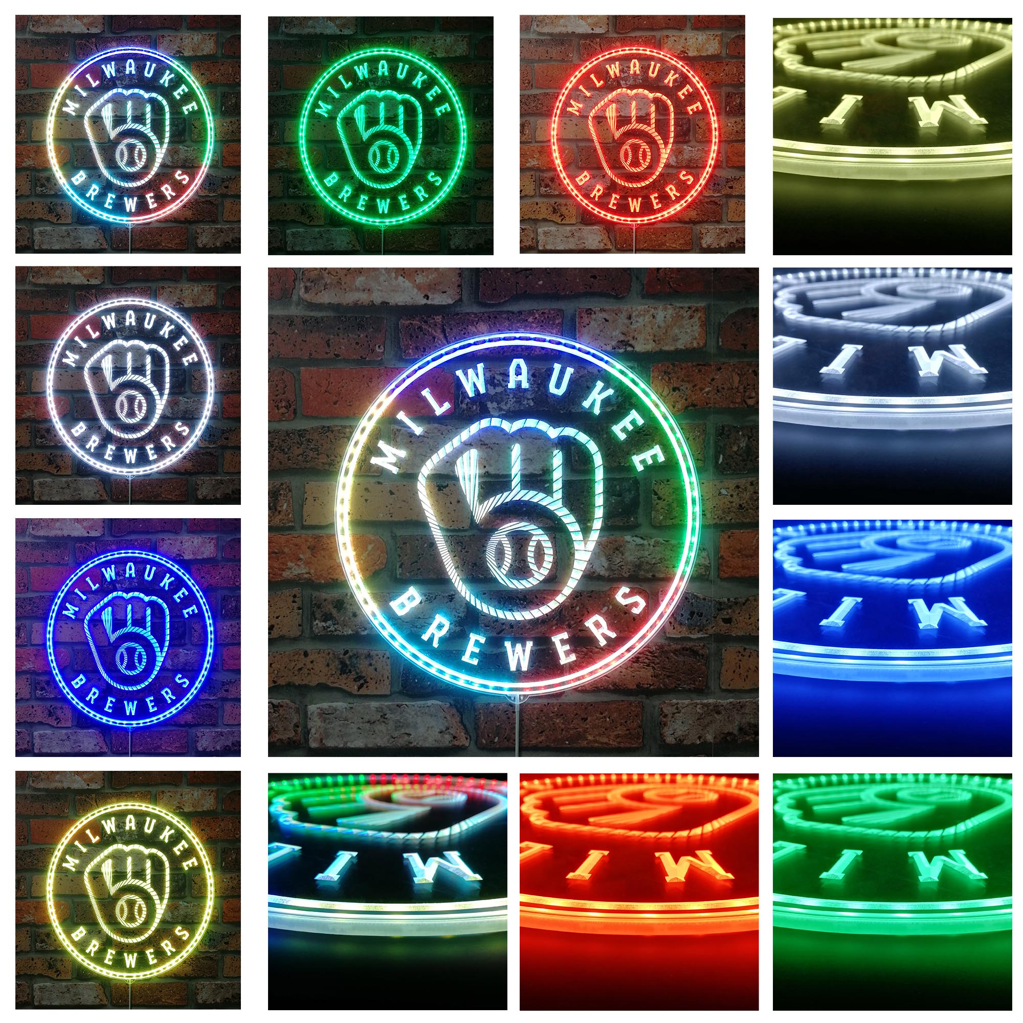 Milwaukee Brewers Dynamic RGB Edge Lit LED Sign