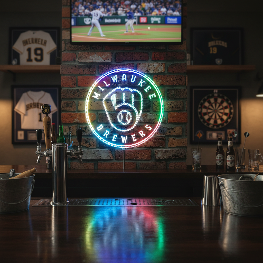 Milwaukee Brewers Neon RGB Edge Lit LED Sign