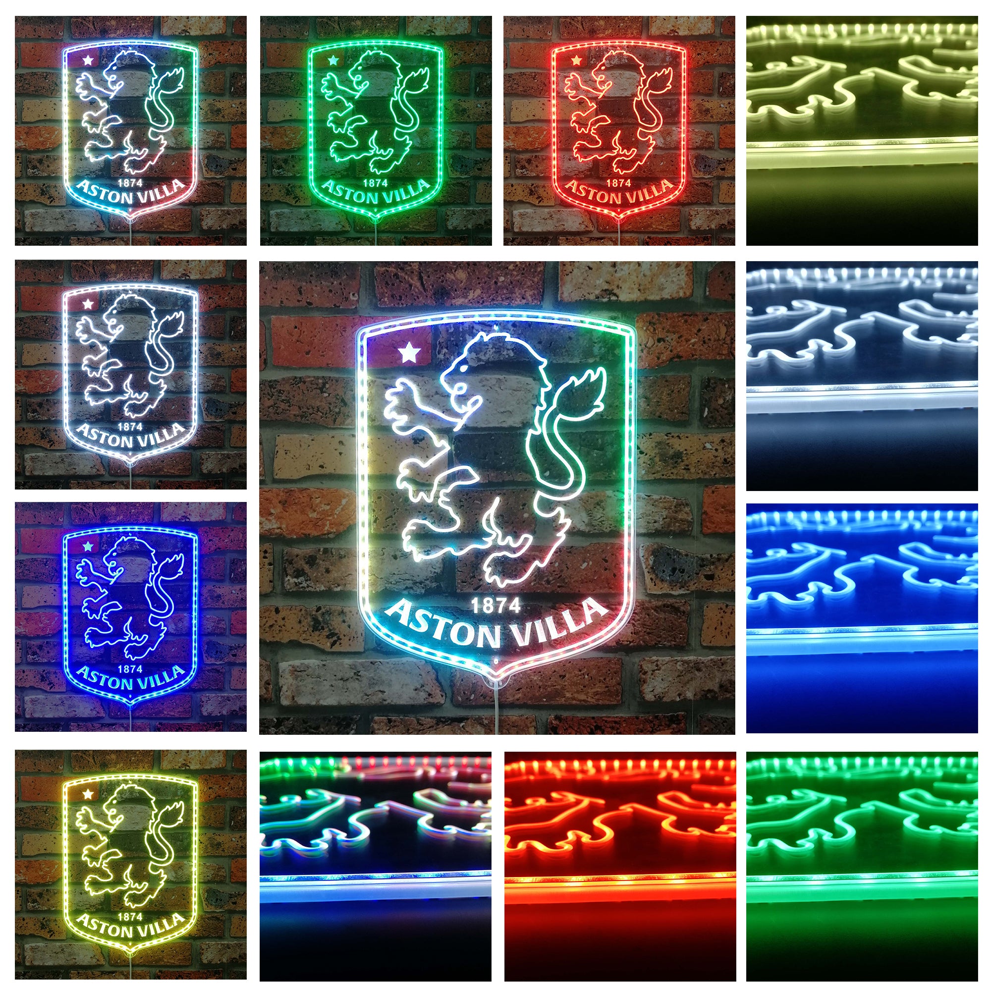 Aston Villa FC Neon LED Sign with Dynamic RGB Colors
