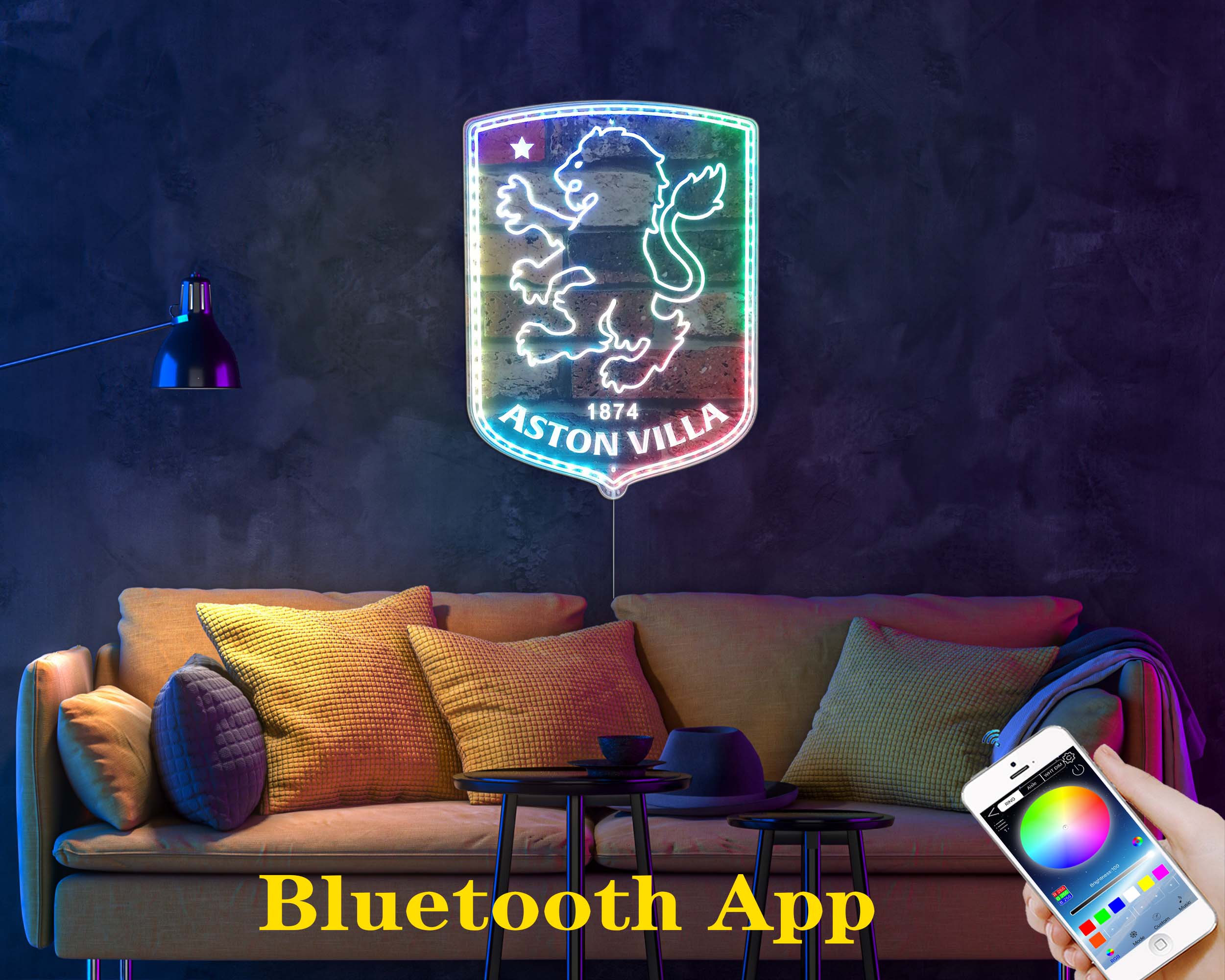 Aston Villa FC Neon LED Sign with Dynamic RGB Colors