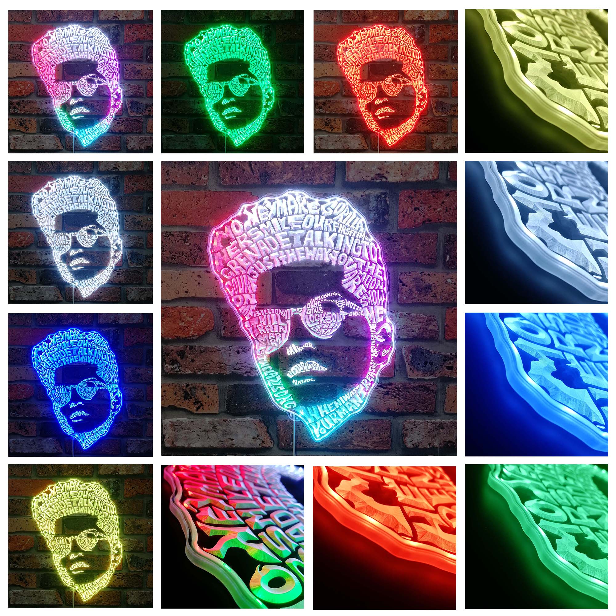 Bruno Mars Dynamic RGB Edge Lit LED Sign