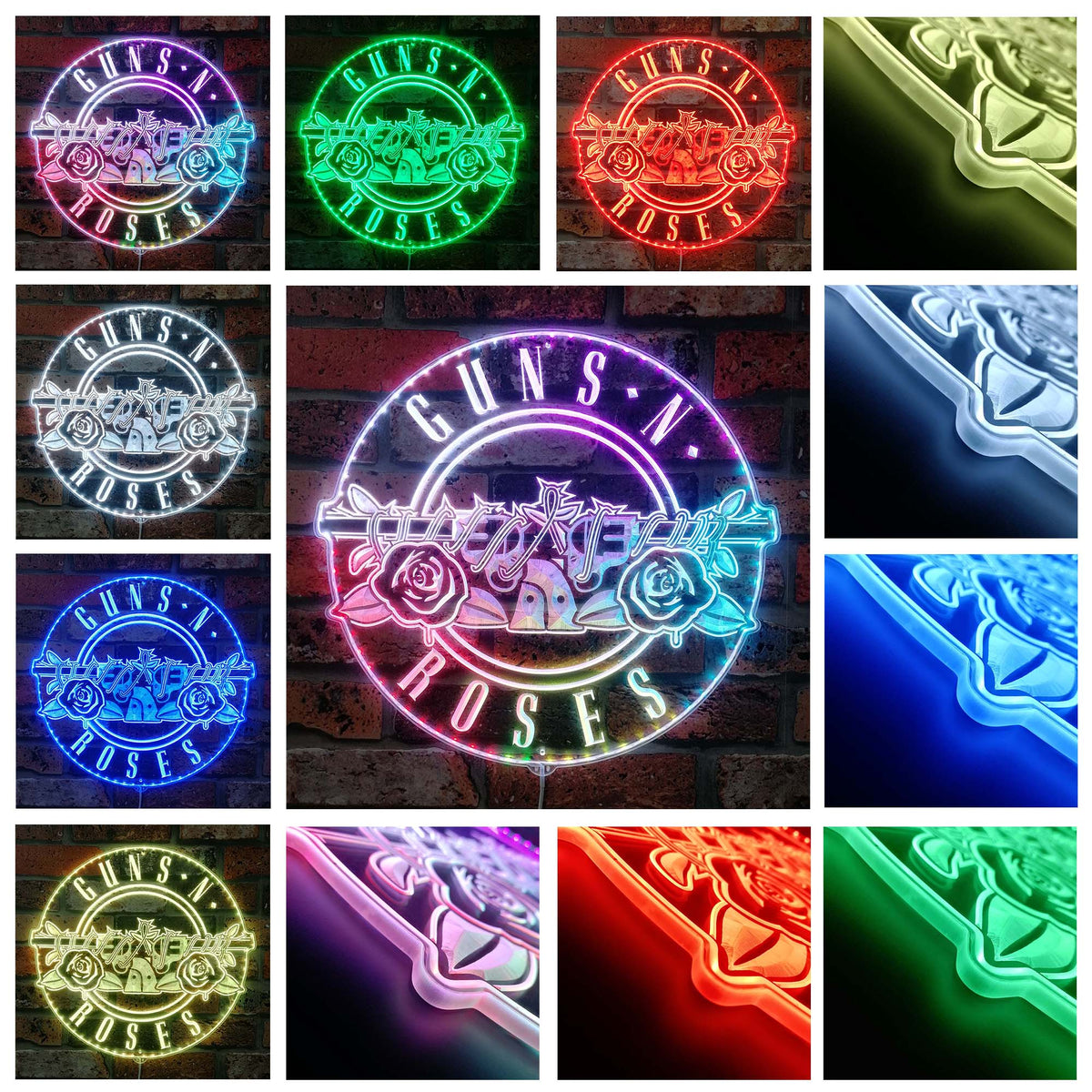 Guns n Roses Dynamic RGB Edge Lit LED Sign | PROLEDSIGN
