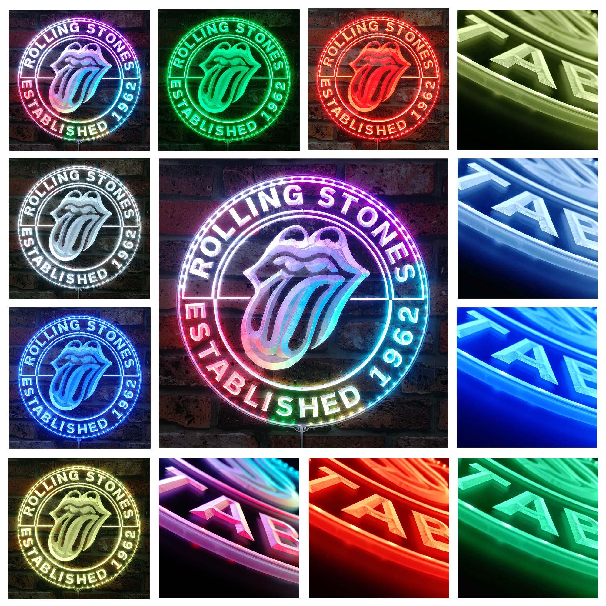 Rolling Stone Dynamic RGB Edge Lit LED Sign