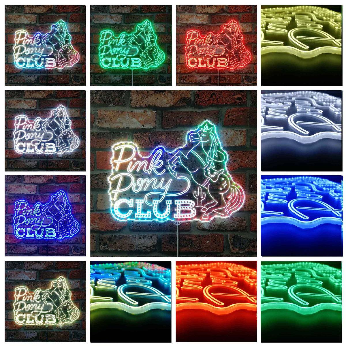 Pink Pony Club Dynamic RGB Edge Lit LED Sign | ledlabcave