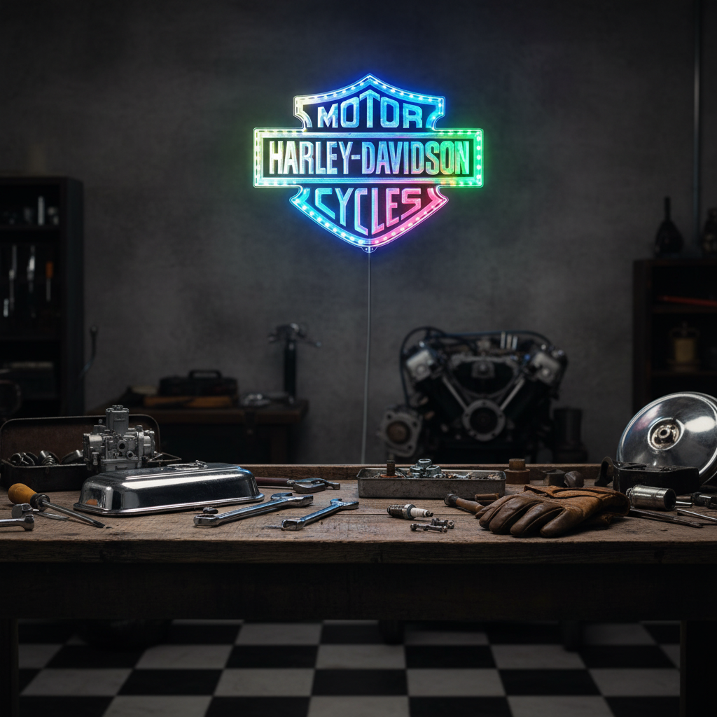 Pontiac 1930 Old Logo Neon RGB Edge Lit LED Sign