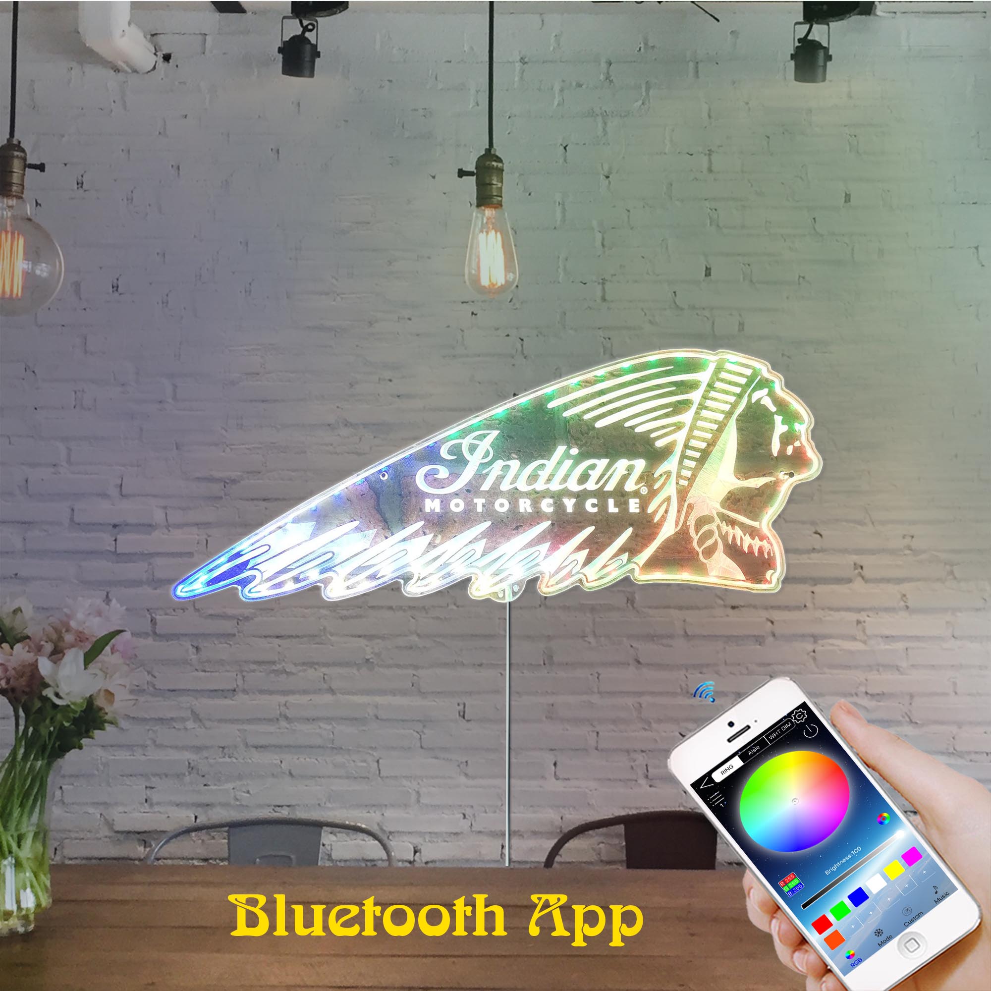 Indian Motorcycles Dynamic RGB Edge Lit LED Sign