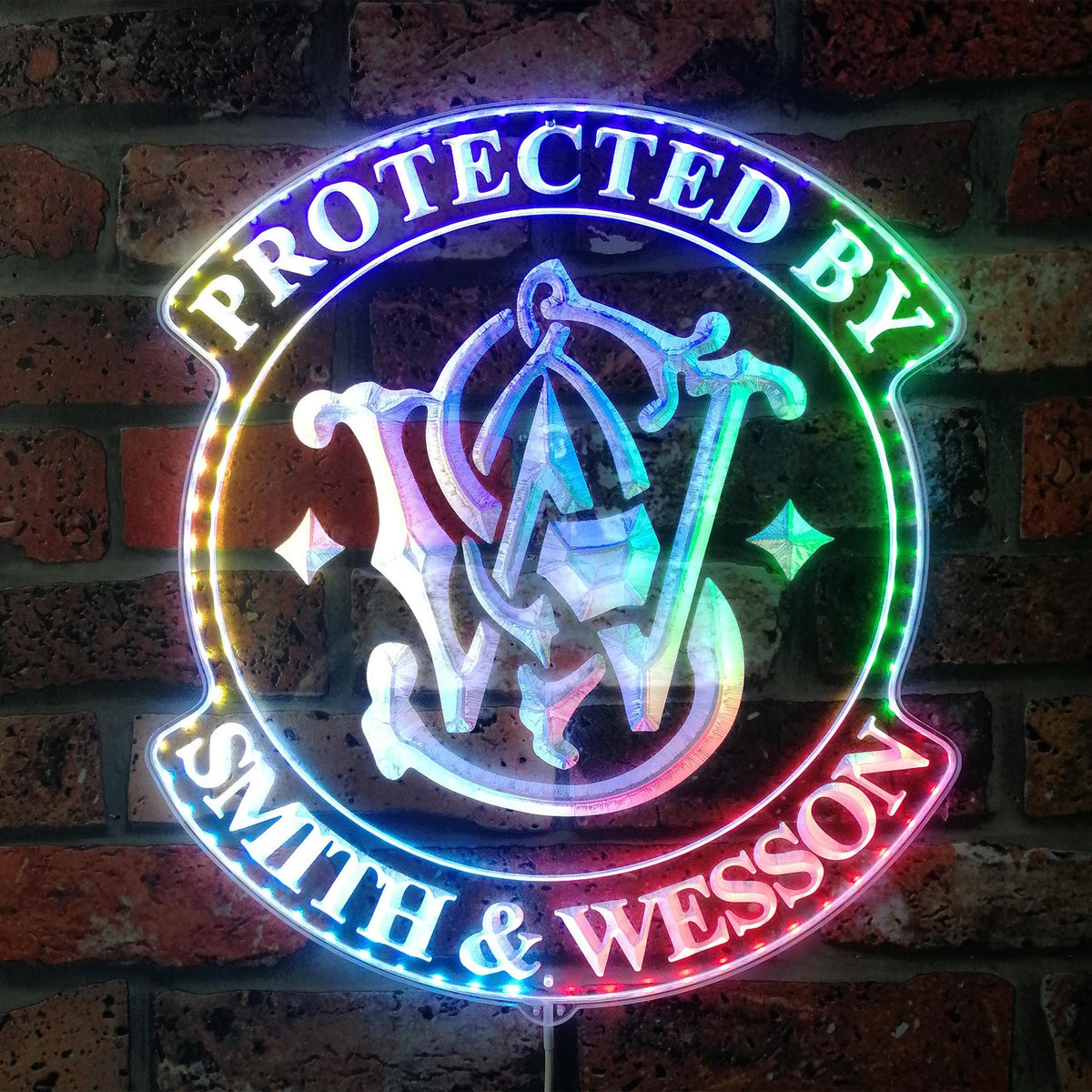 Smith & Wesson Dynamic RGB Edge Lit LED Sign | LED LAB CAVE