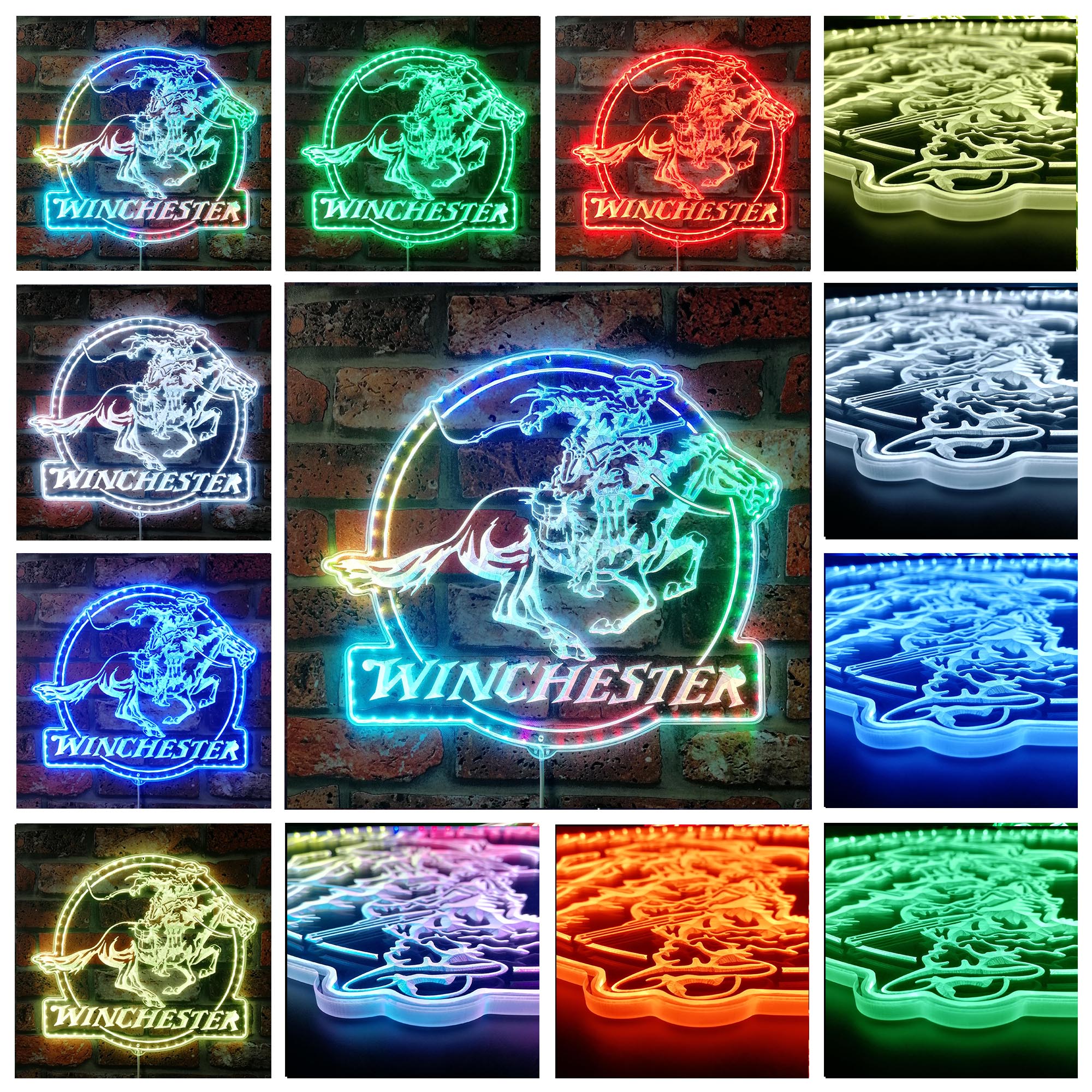 Winchester Logo Cowboys Dynamic RGB Edge Lit LED Sign