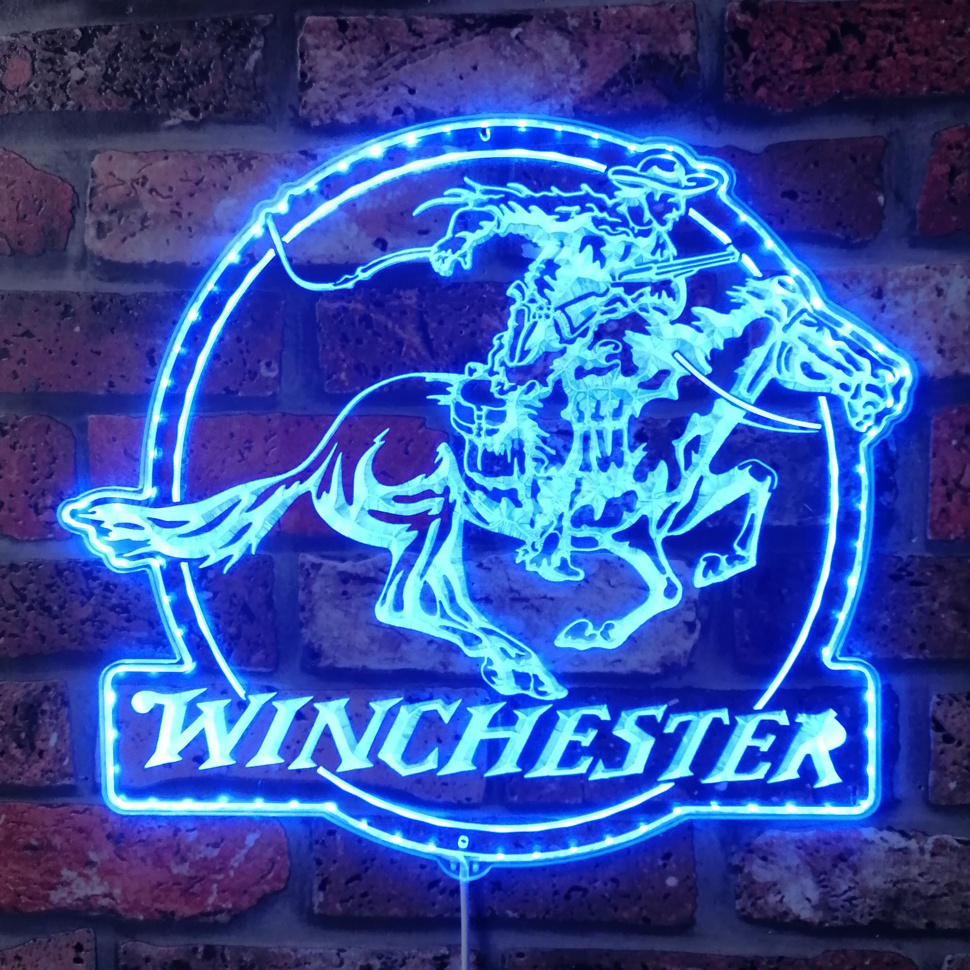 Winchester Logo Cowboys Dynamic RGB Edge Lit LED Sign