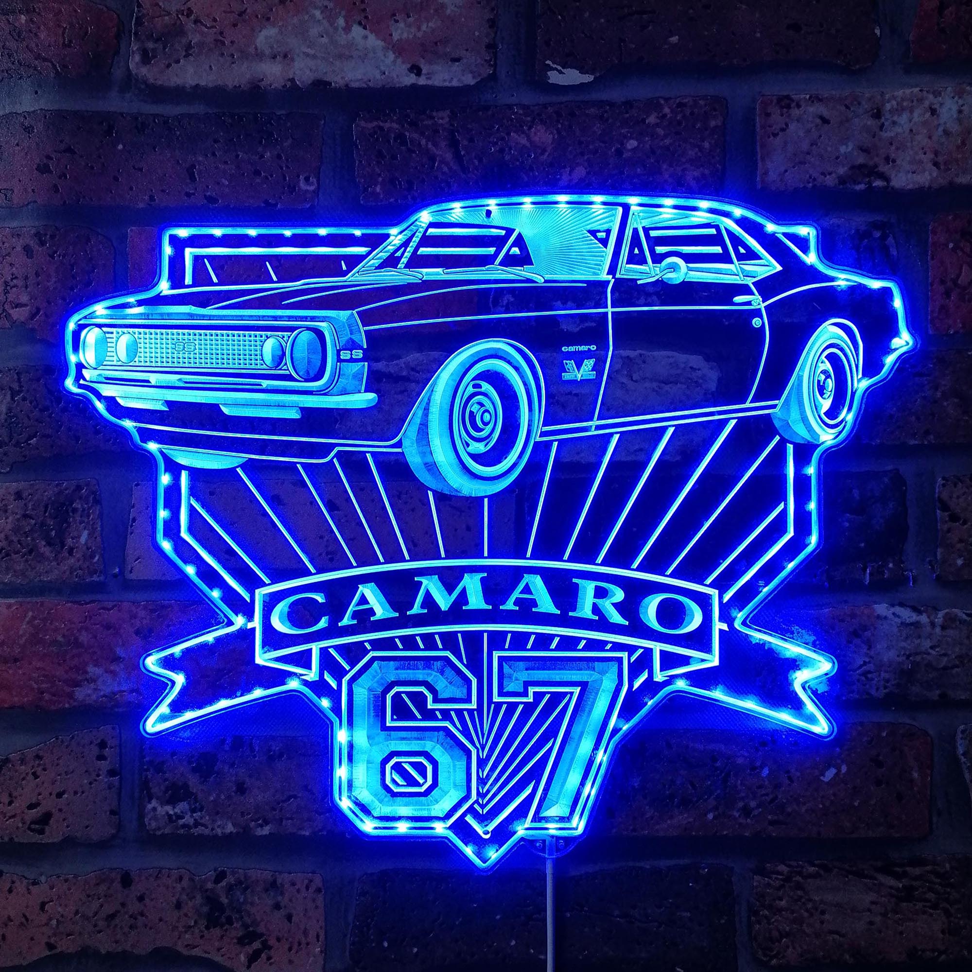 1967 Camaro SS blueprint Dynamic RGB Edge Lit LED Sign