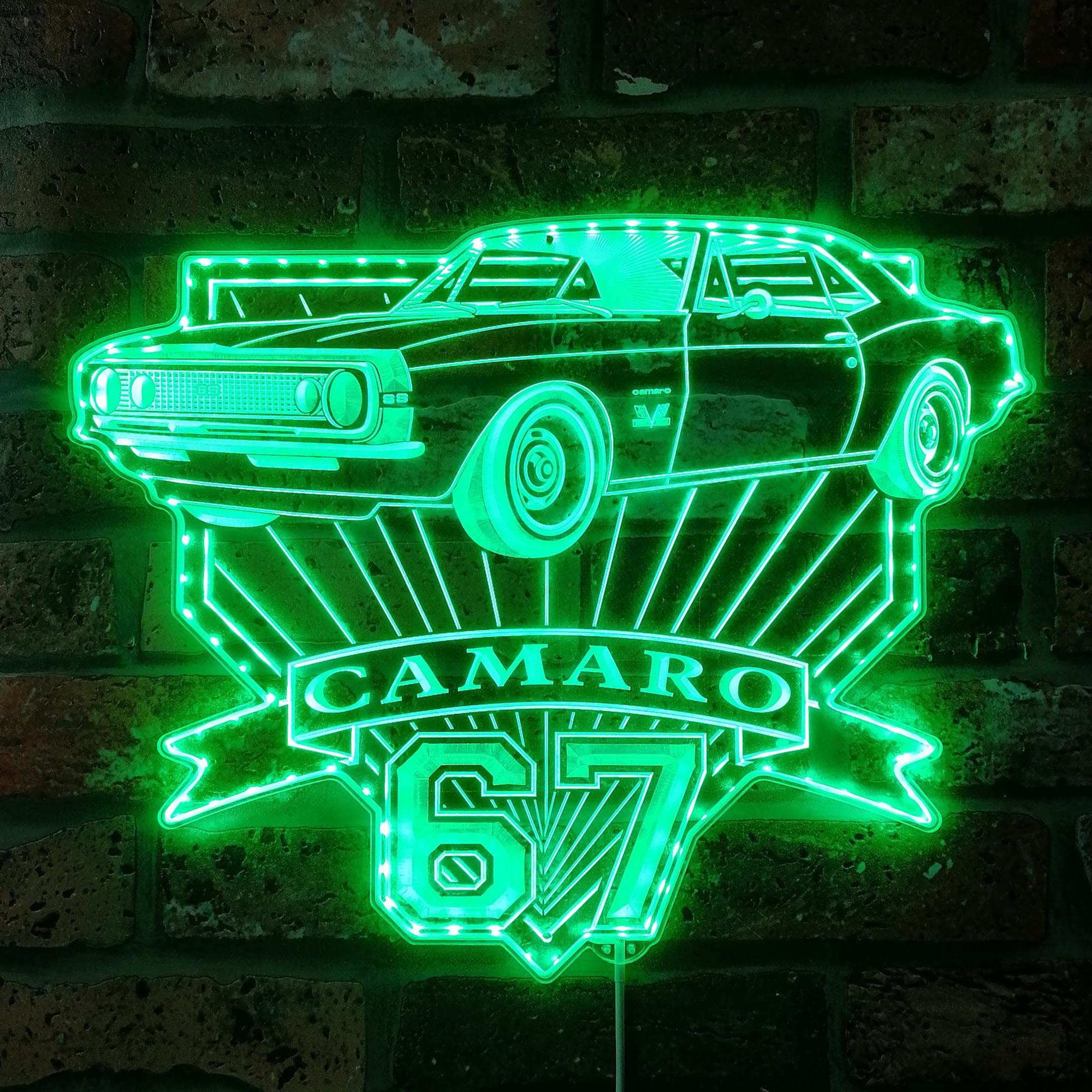 1967 Camaro SS blueprint Neon RGB Edge Lit LED Sign