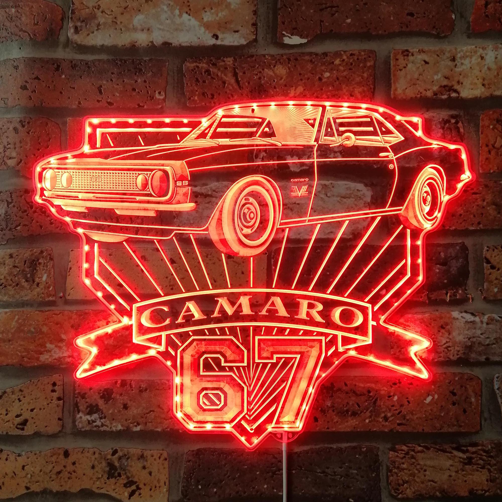 1967 Camaro SS blueprint Neon RGB Edge Lit LED Sign