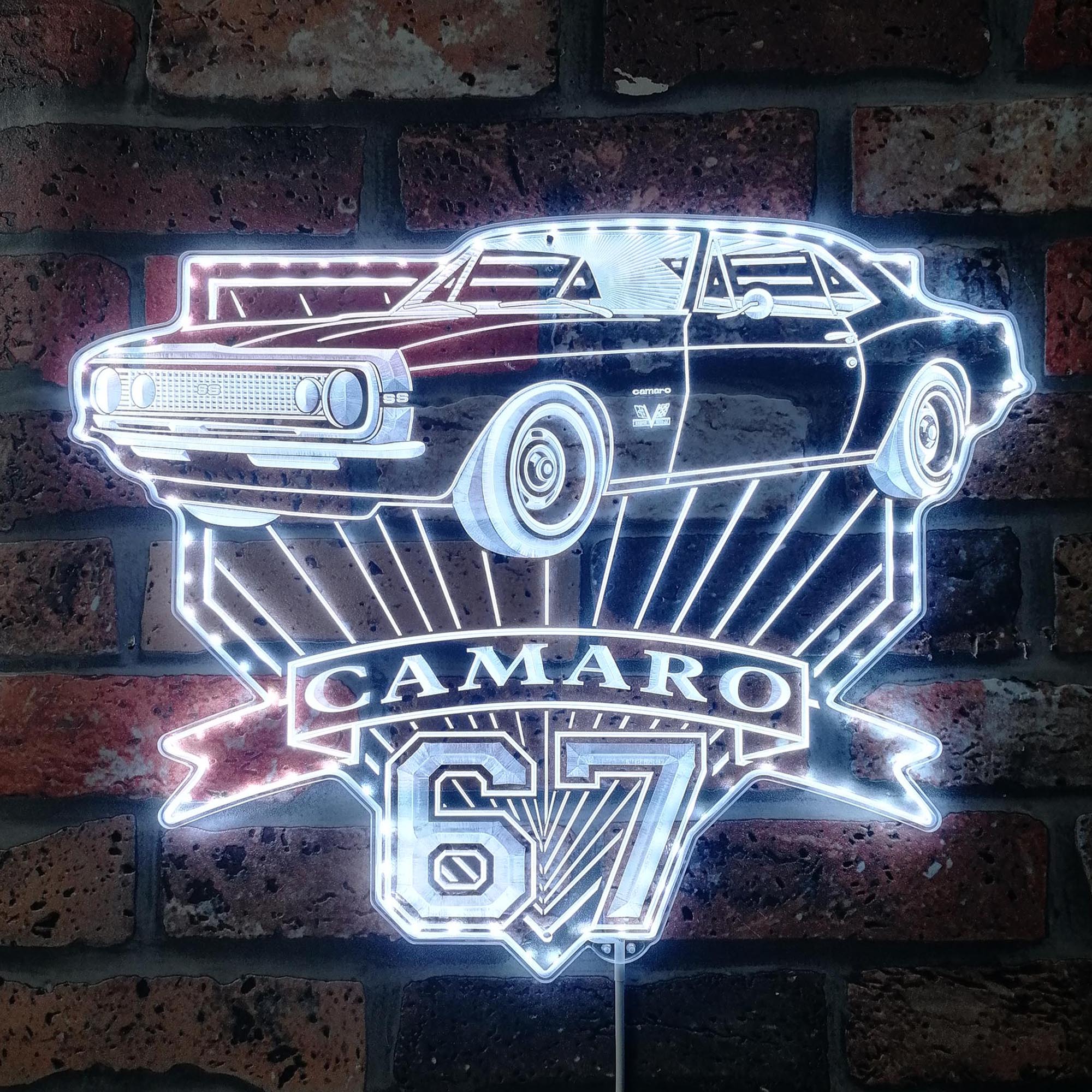 1967 Camaro SS blueprint Neon RGB Edge Lit LED Sign