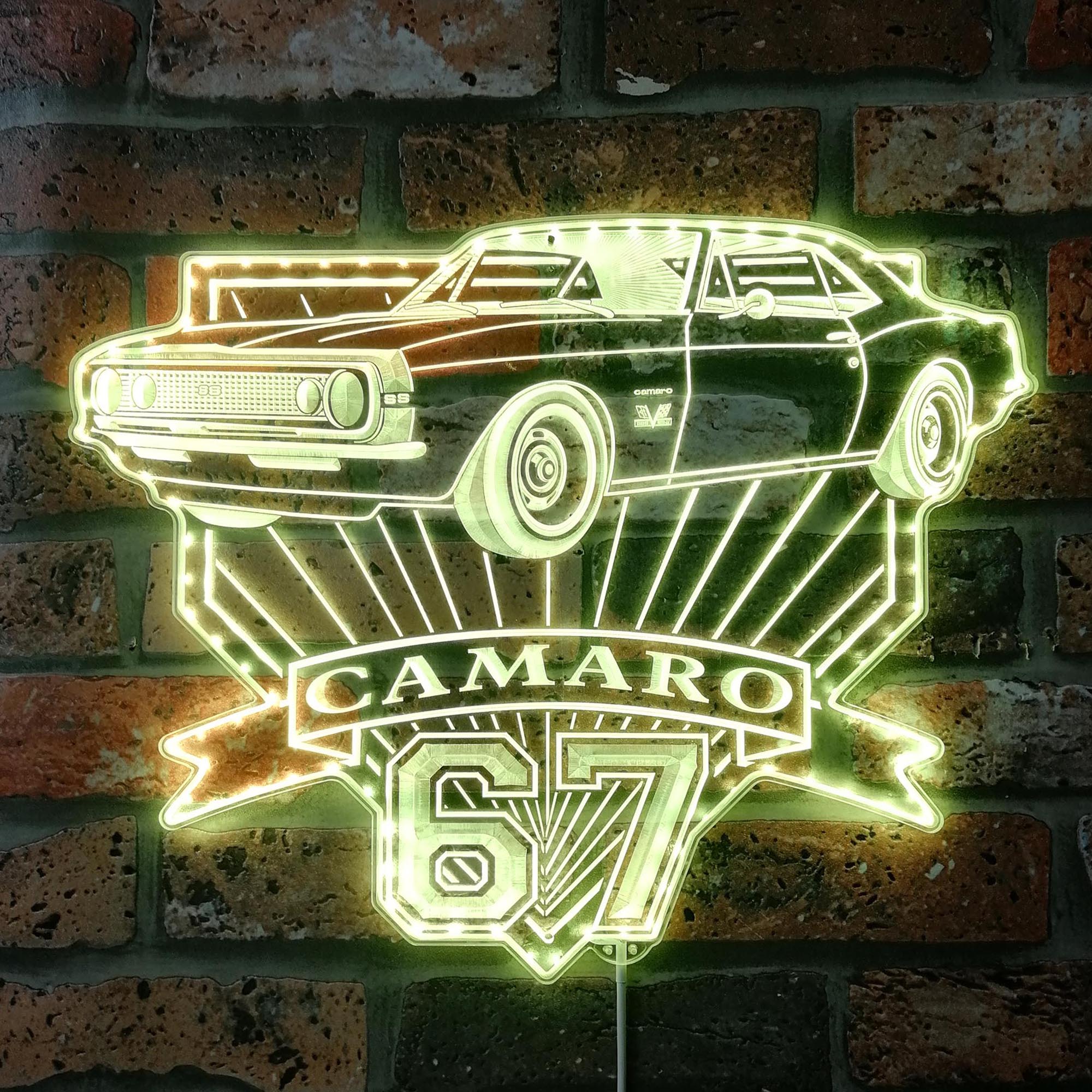 1967 Camaro SS blueprint Dynamic RGB Edge Lit LED Sign