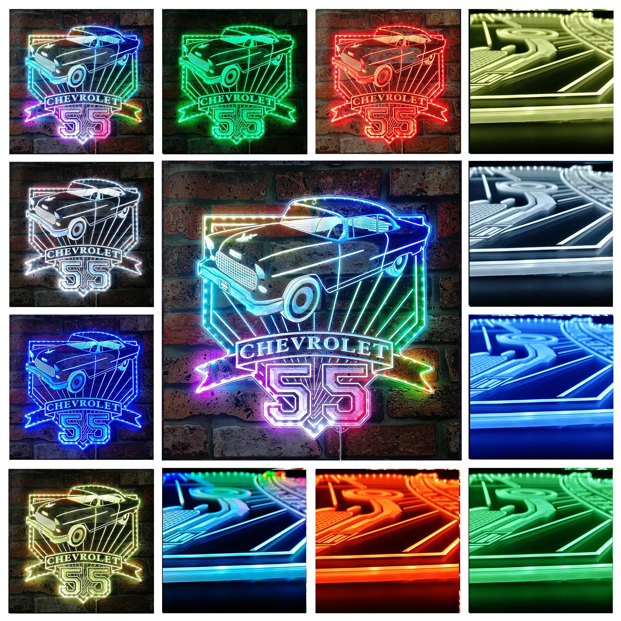 Chevrolet bel air 1955 coupe Dynamic RGB Edge Lit LED Sign