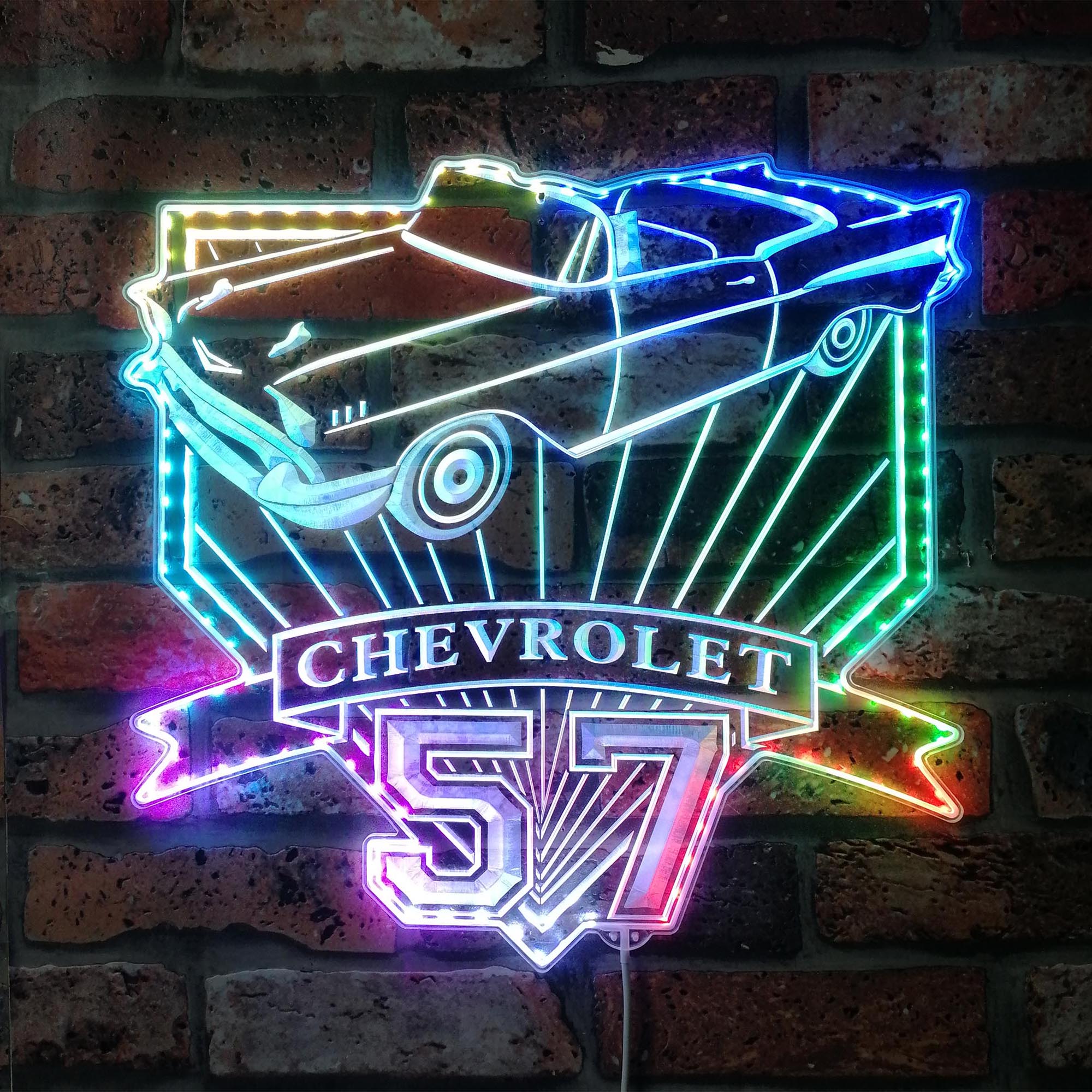 Chevrolet bel air convertible 1957 Dynamic RGB Edge Lit LED Sign