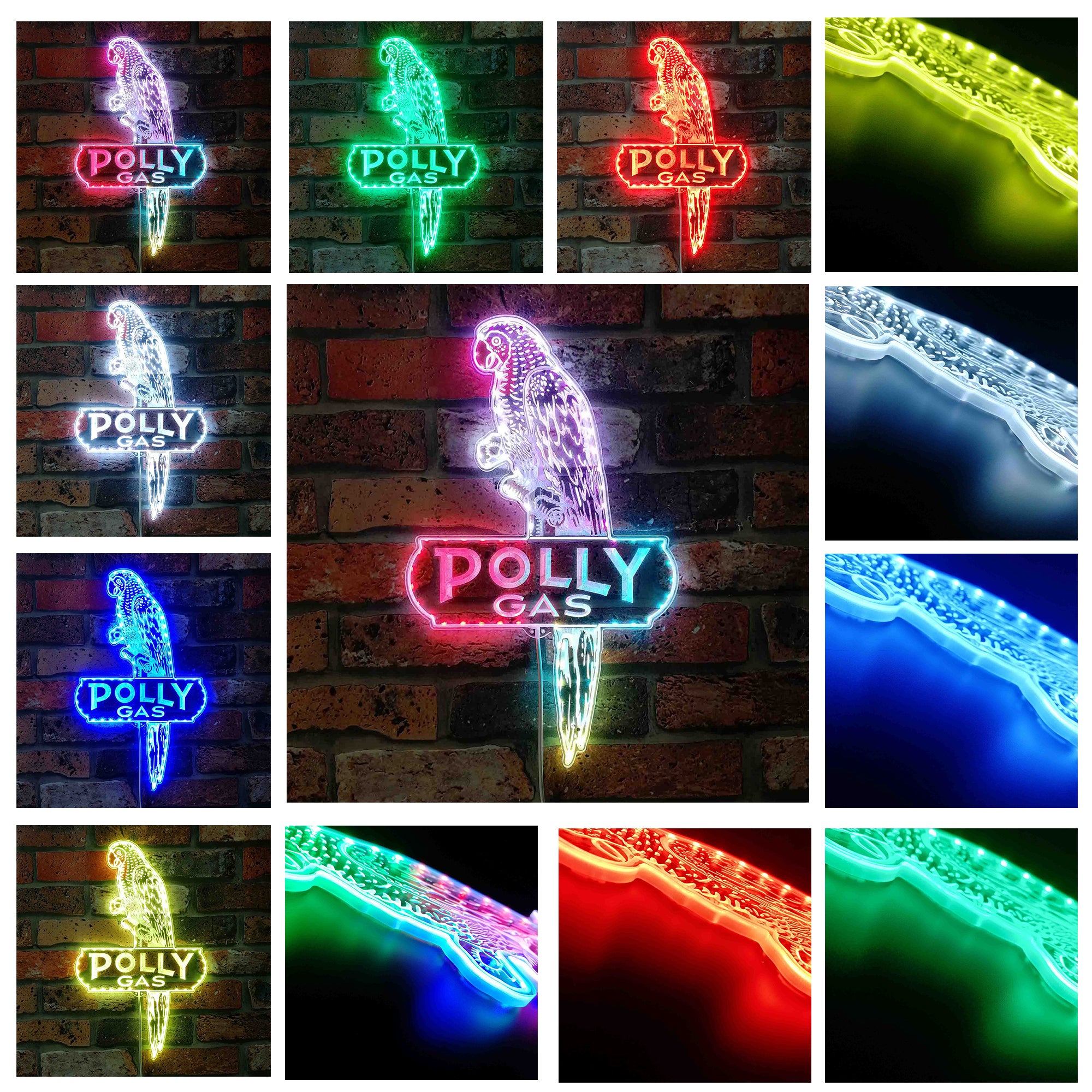 POLLY-GAS Dynamic RGB Edge Lit LED Sign