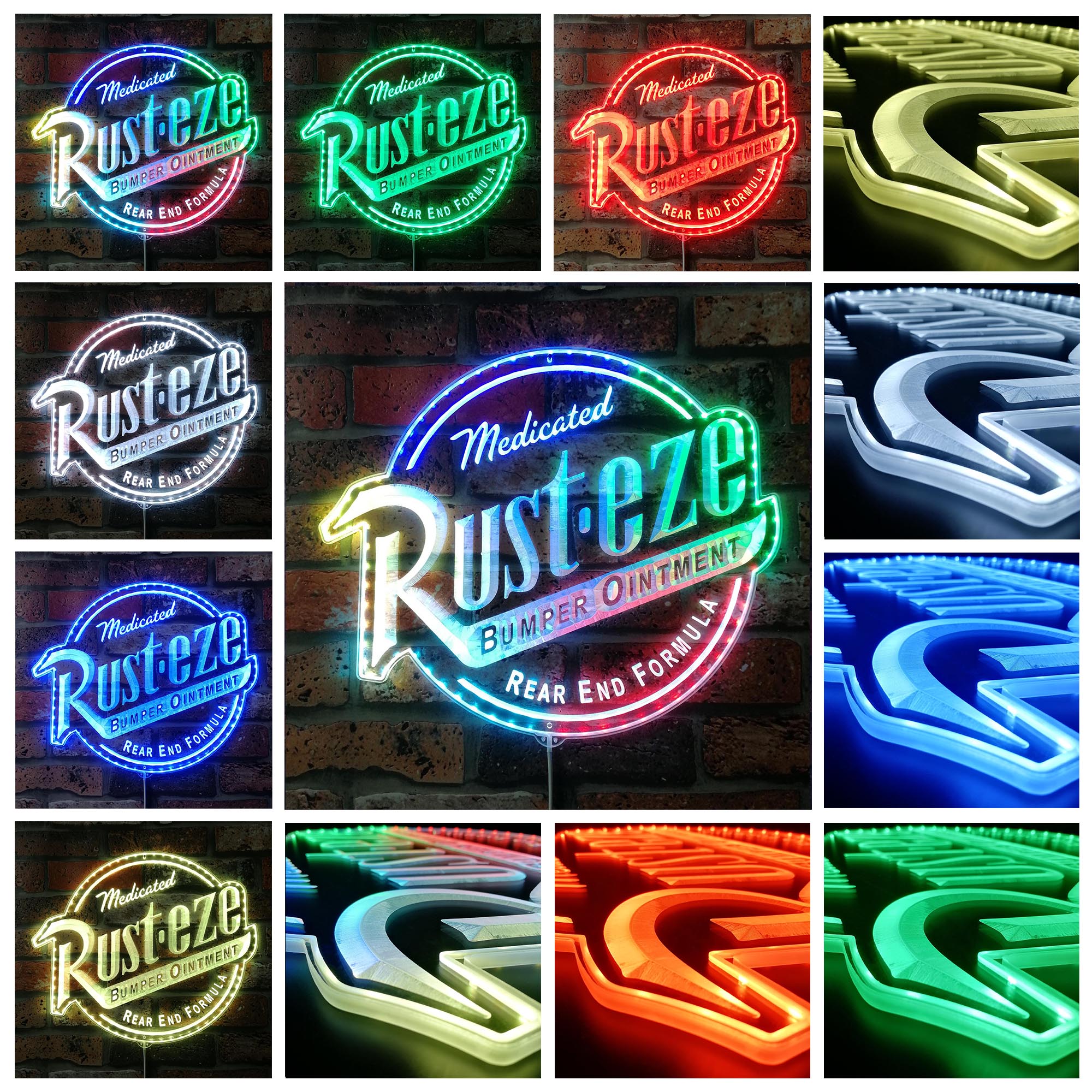 Rust Eze Sign Drawing Rust-Eze Car Dynamic RGB Edge Lit LED Sign | PROLEDSIGN