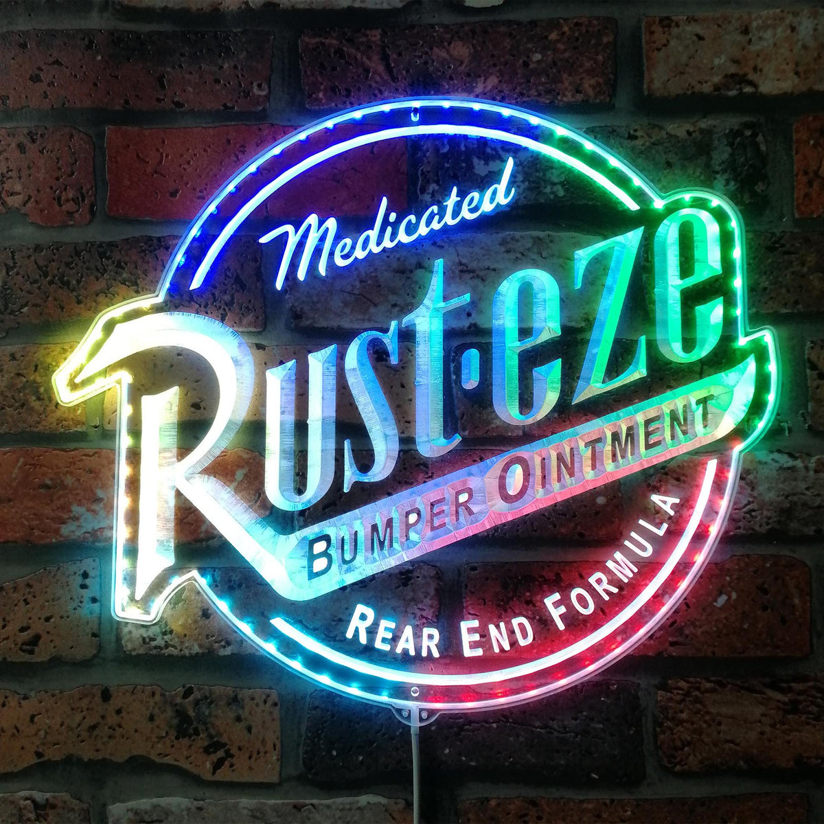 Rust Sign Led Rust-Eze Car Dynamic RGB Edge Lit LED Sign | PROLEDSIGN