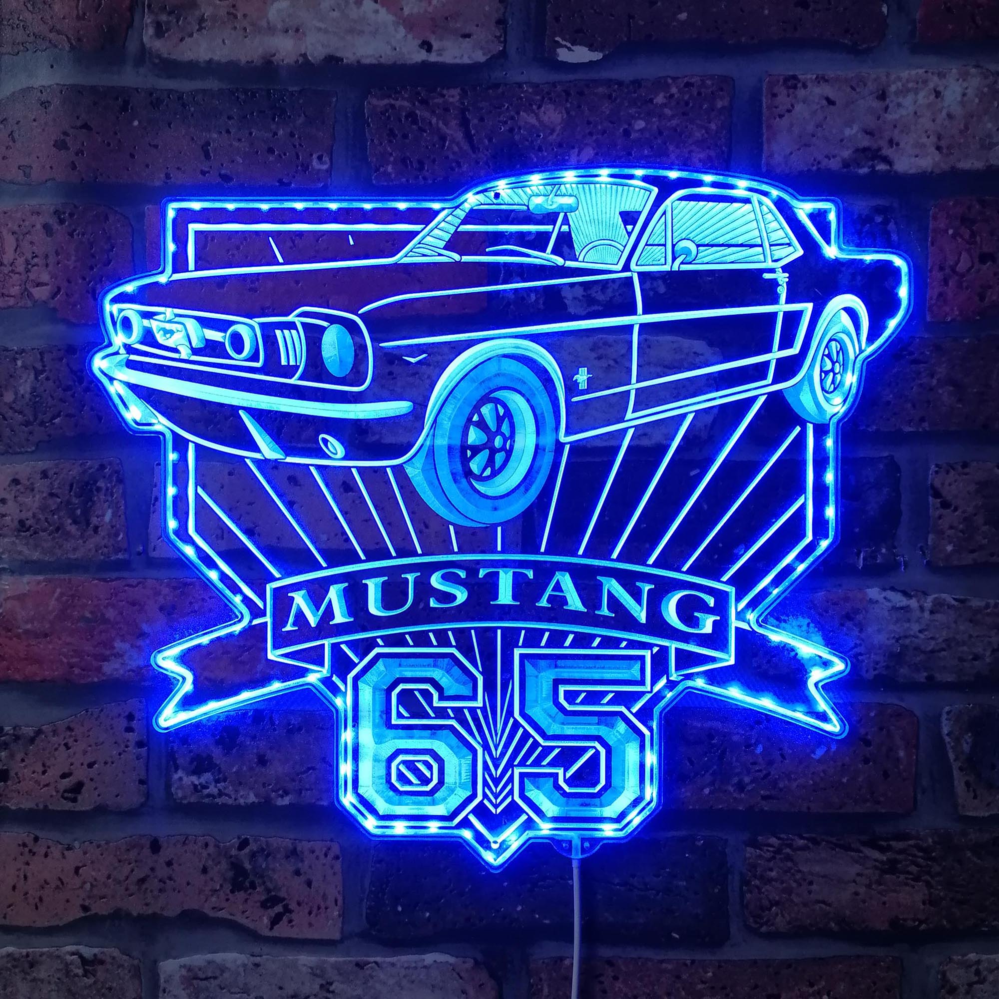 1965 Ford Mustang GT Dynamic RGB Edge Lit LED Sign