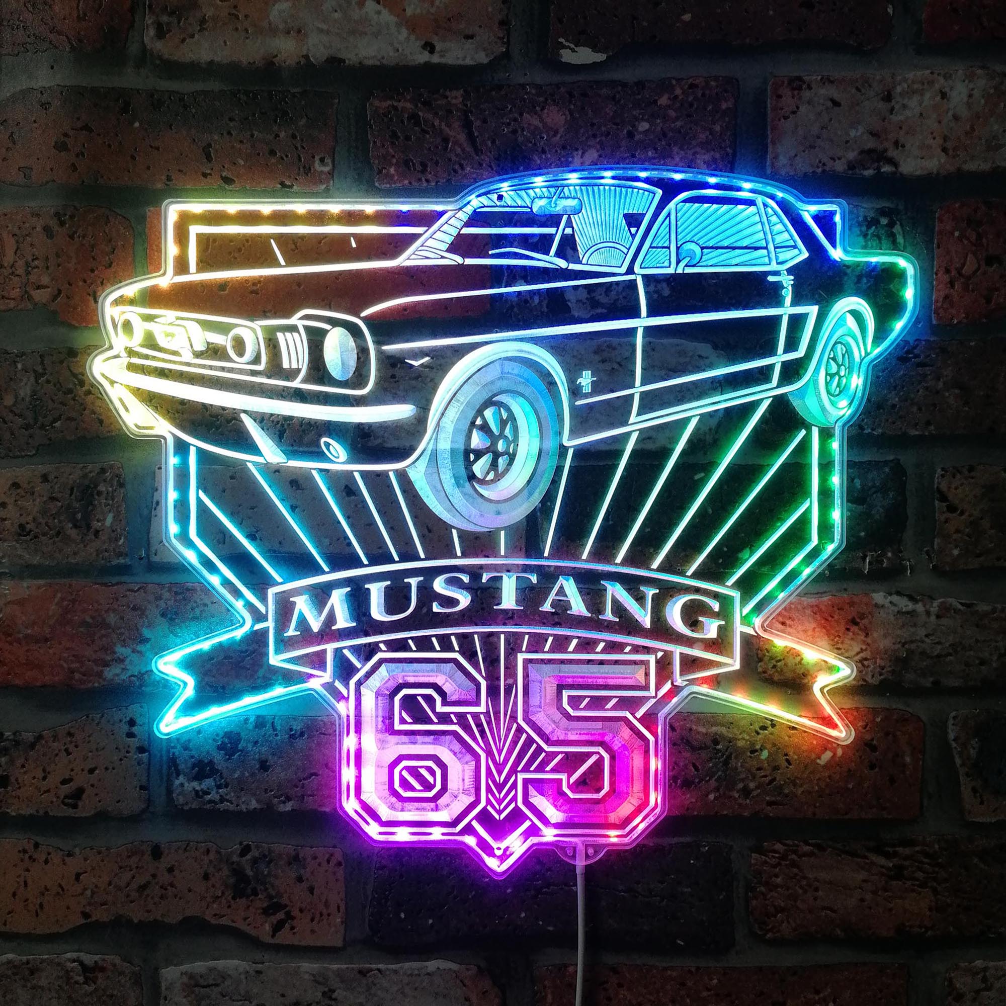 1965 frd mustang gt Dynamic RGB Edge Lit LED Sign