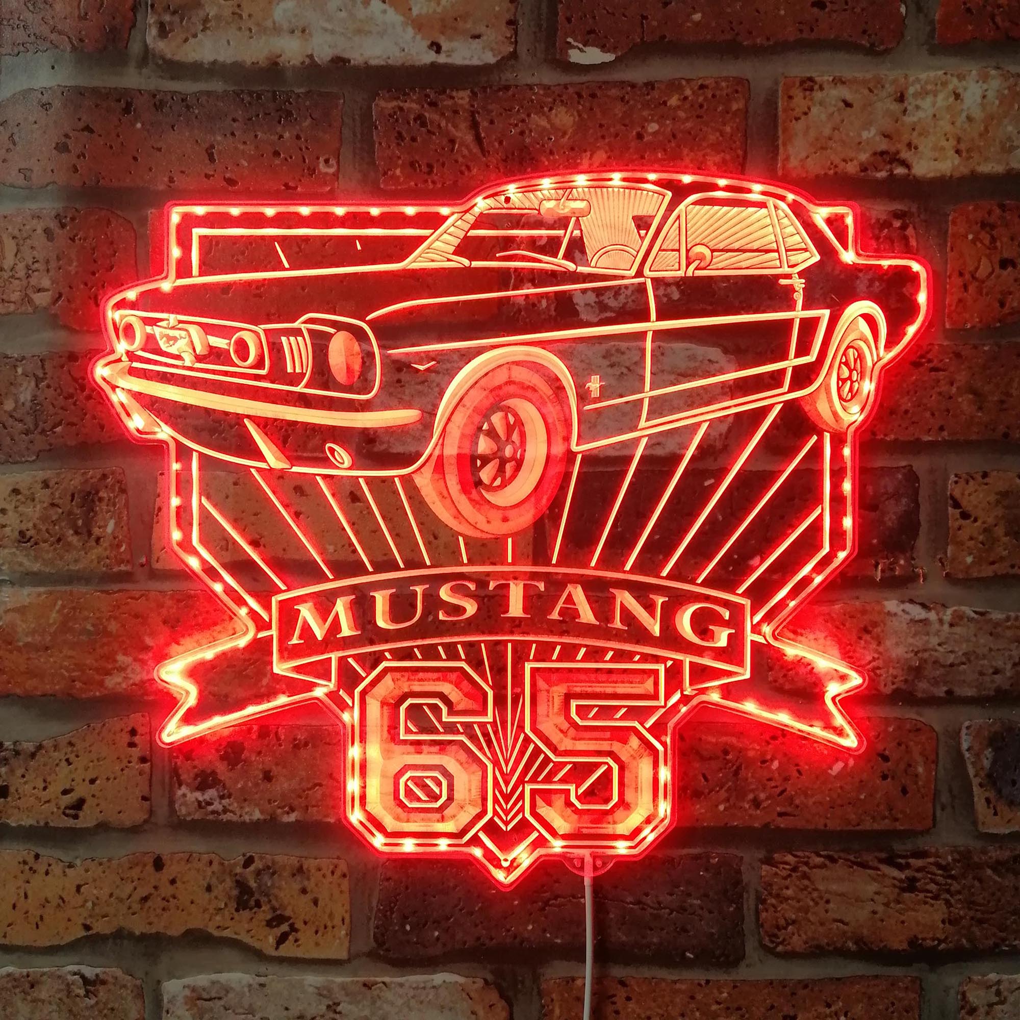 1965 Ford Mustang GT Dynamic RGB Edge Lit LED Sign