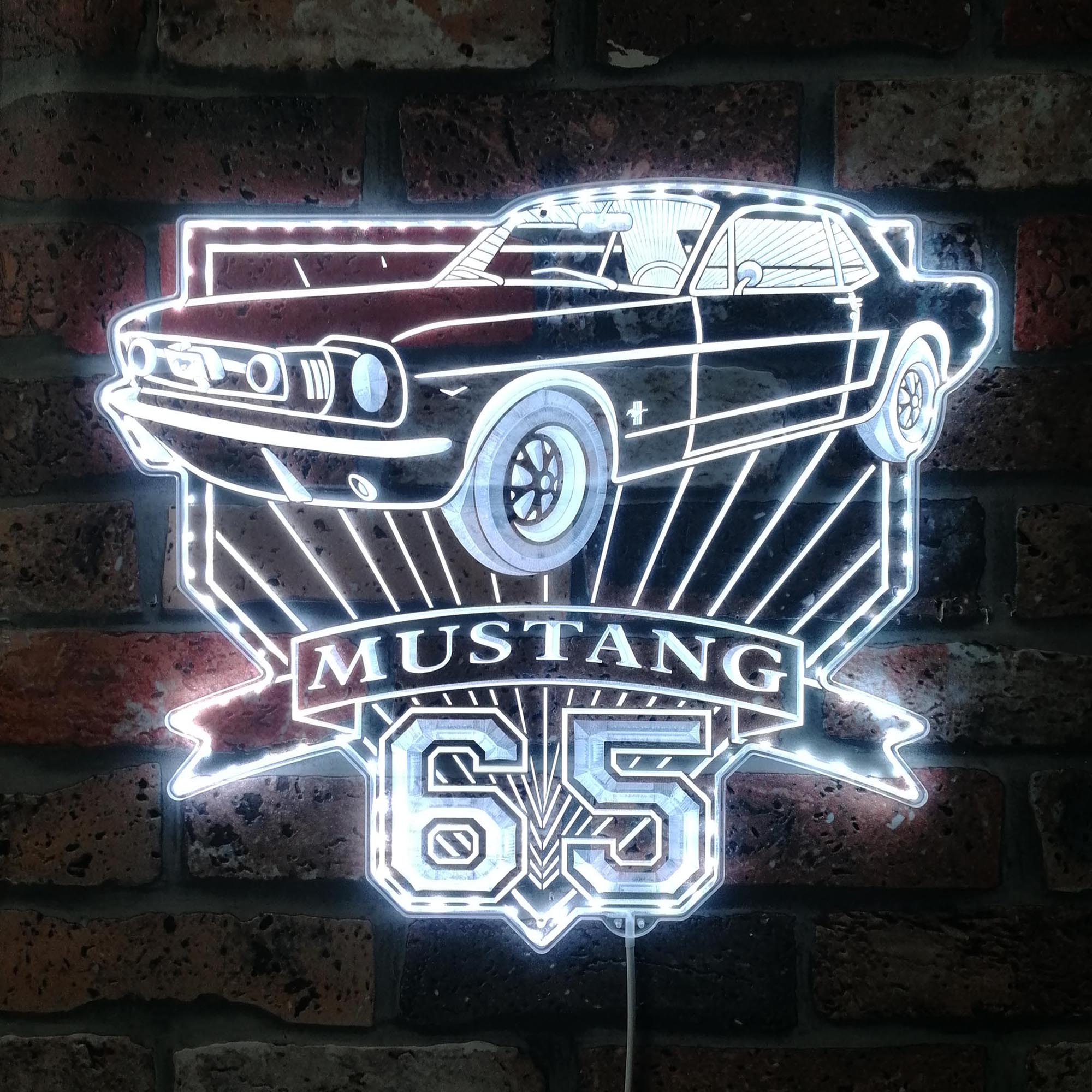 1965 Ford Mustang GT Dynamic RGB Edge Lit LED Sign