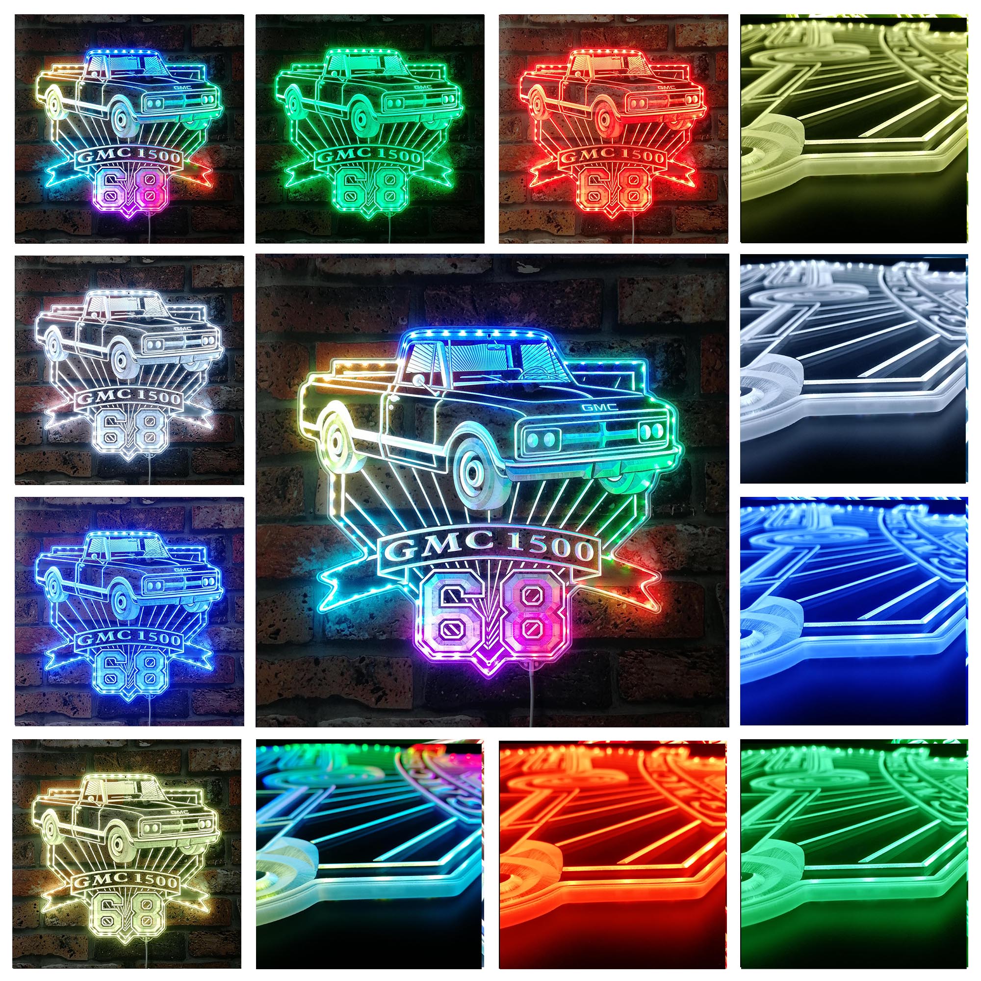 GMC 1500 1968 Dynamic RGB Edge Lit LED Sign