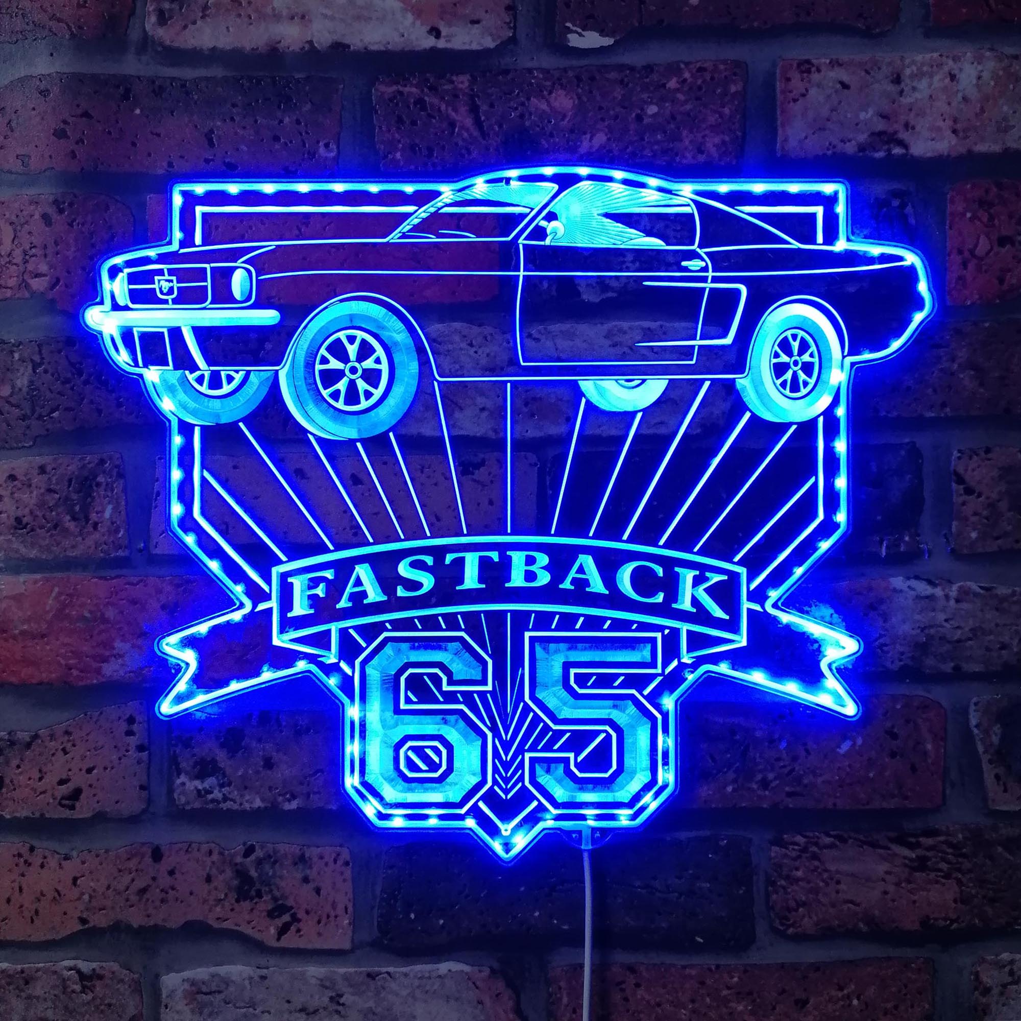 Mustang Fastback 4K 1965 Dynamic RGB Edge Lit LED Sign