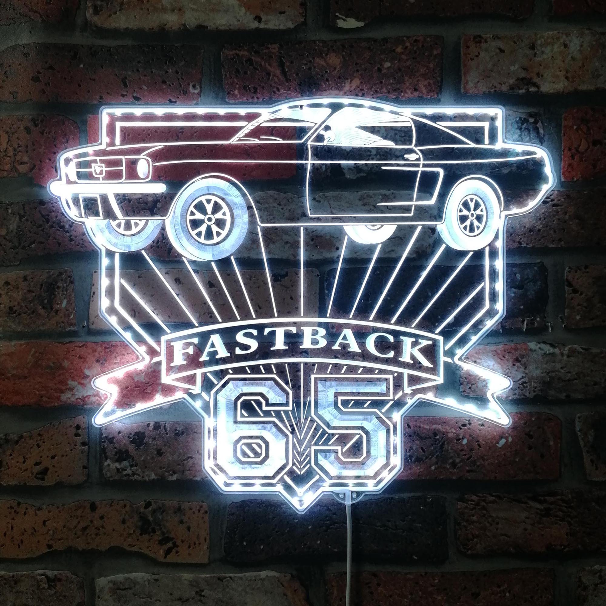 Mustang Fastback 4K 1965 Dynamic RGB Edge Lit LED Sign