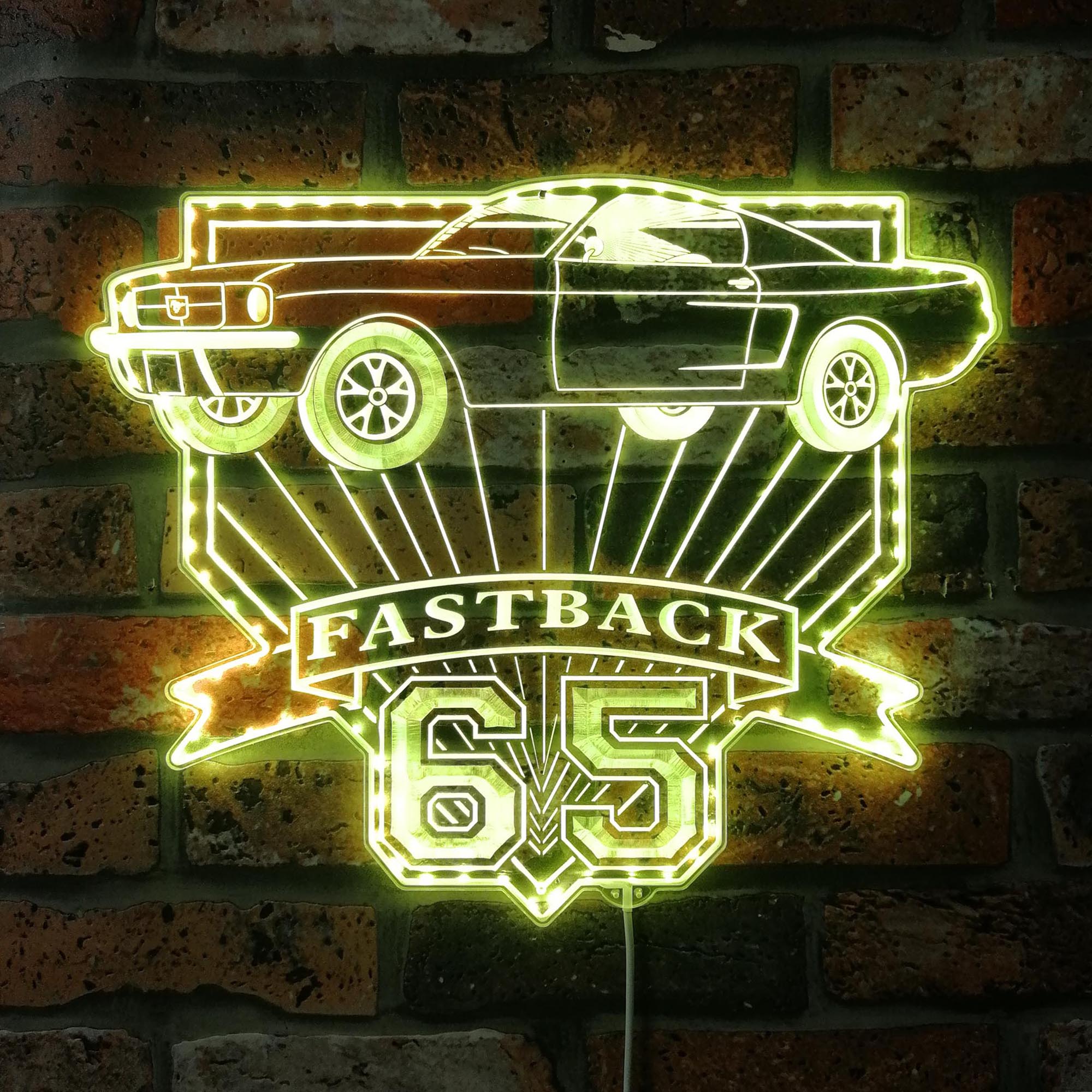 Mustang Fastback 4K 1965 Dynamic RGB Edge Lit LED Sign