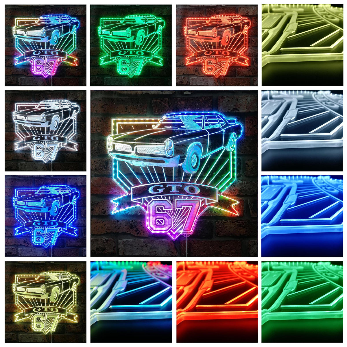 Gto Sign Pontiac gto 1967 Dynamic RGB Edge Lit LED Sign | PROLEDSIGN
