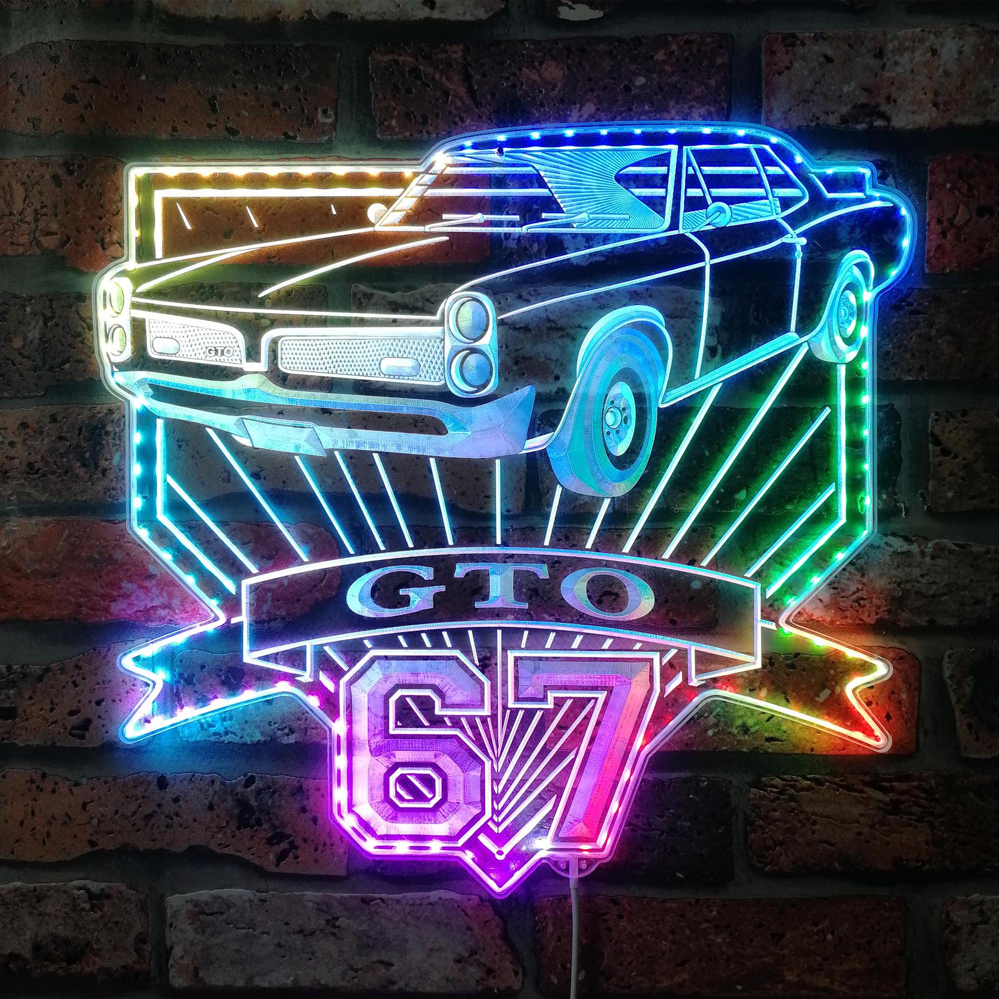 Pontiac gto 1967 Dynamic RGB Edge Lit LED Sign