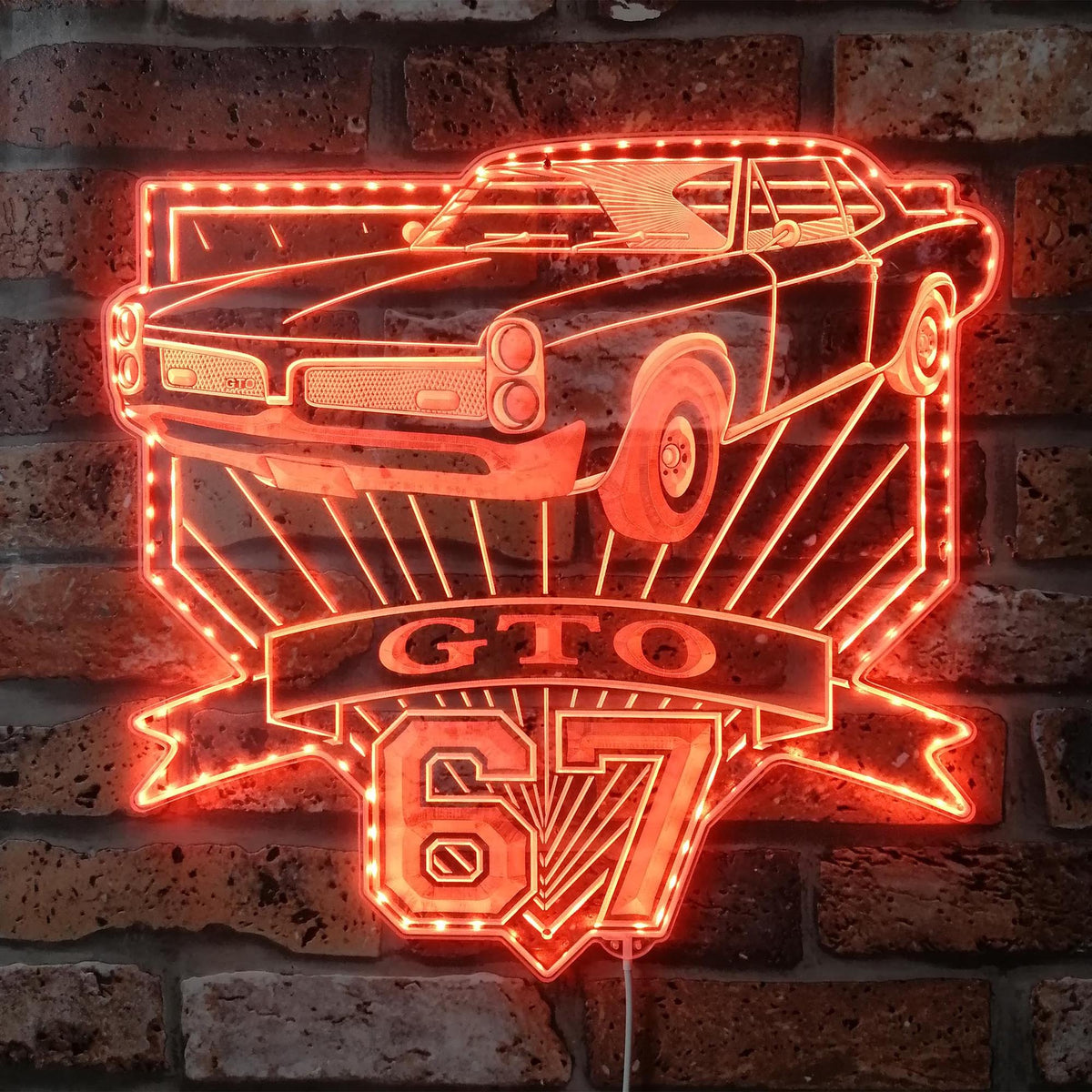 67 Led Sign Pontiac gto 1967 Dynamic RGB Edge Lit LED Sign | PROLEDSIGN
