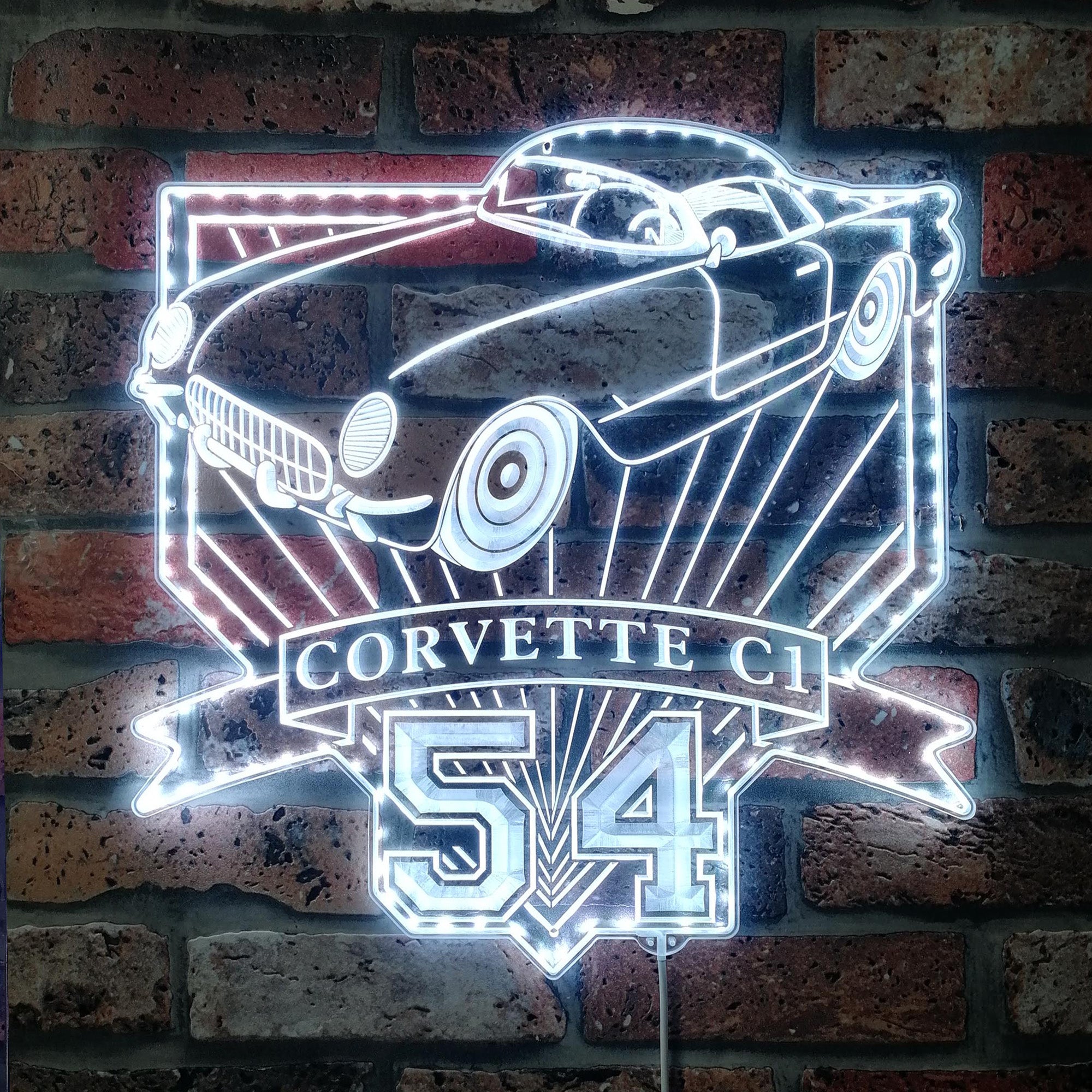 Chevrolet corvette c1 1954 Dynamic RGB Edge Lit LED Sign