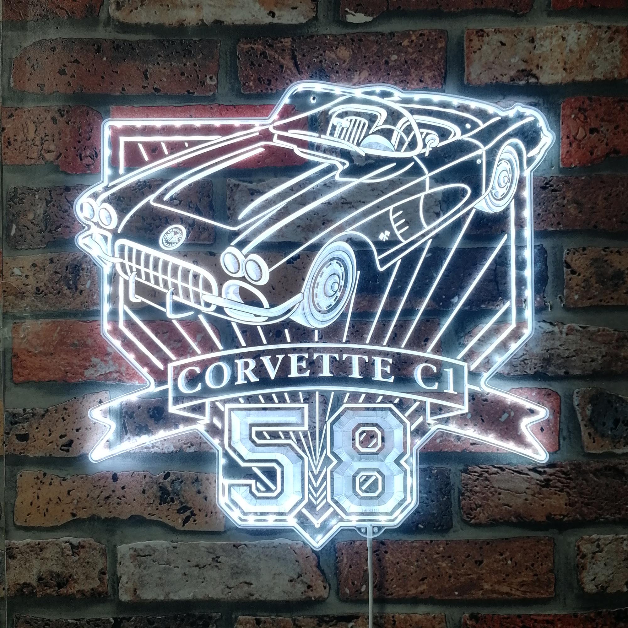 Chevrolet corvette c1 1958 Dynamic RGB Edge Lit LED Sign