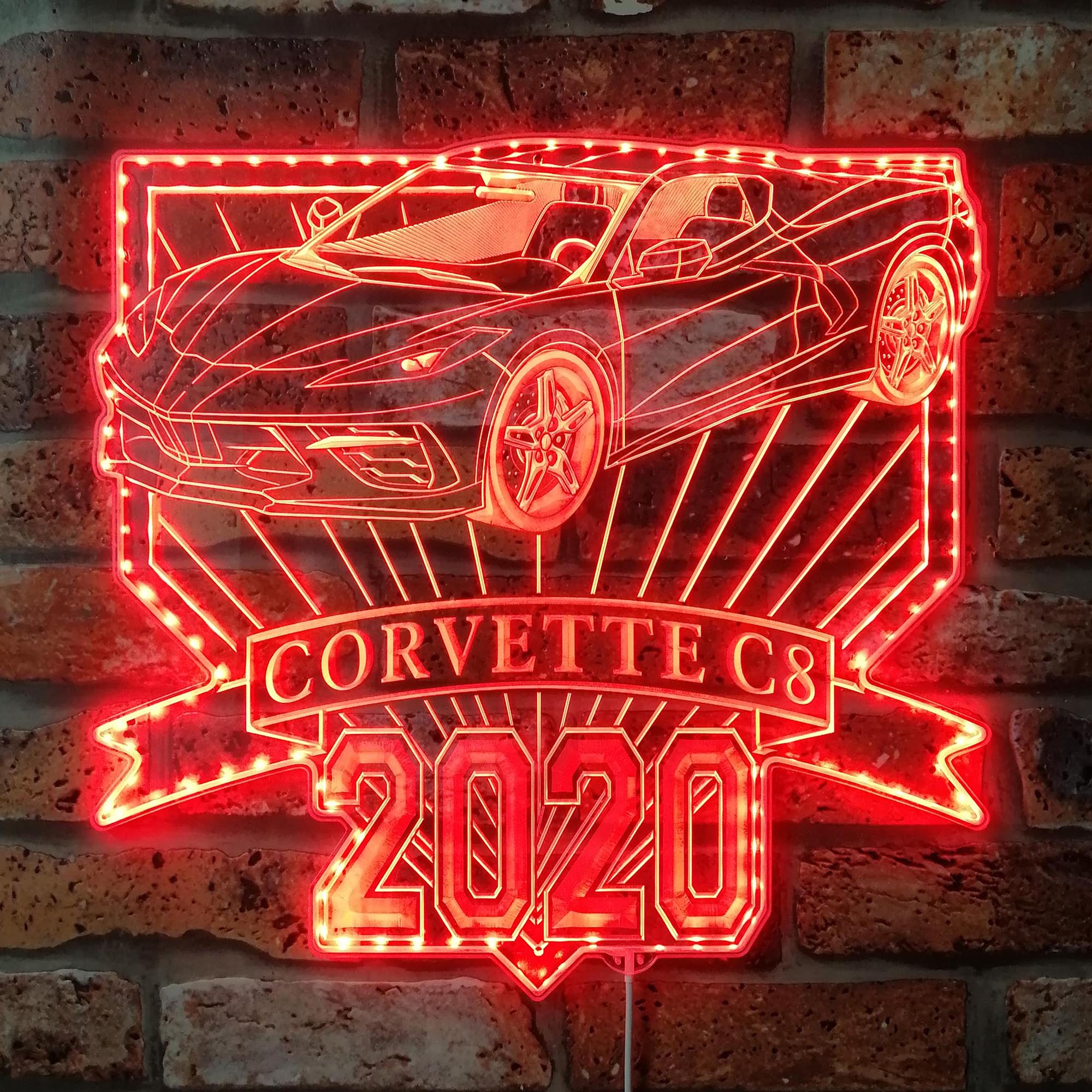 Chevrolet corvette c8 2020 stingray Dynamic RGB Edge Lit LED Sign