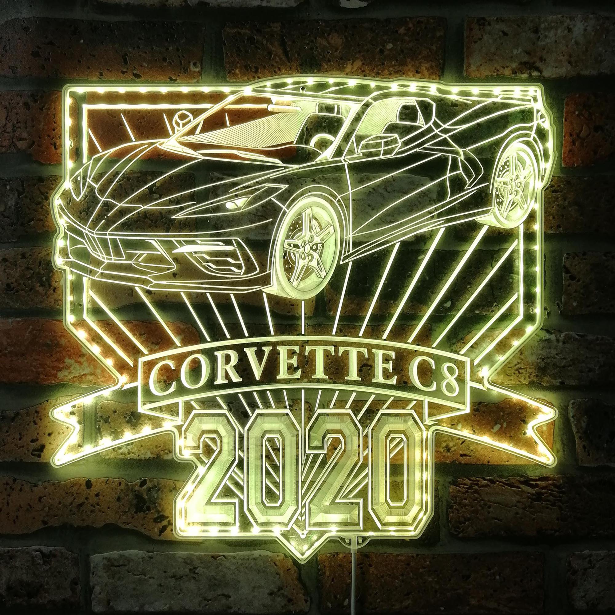 Chevrolet corvette c8 2020 stingray Dynamic RGB Edge Lit LED Sign