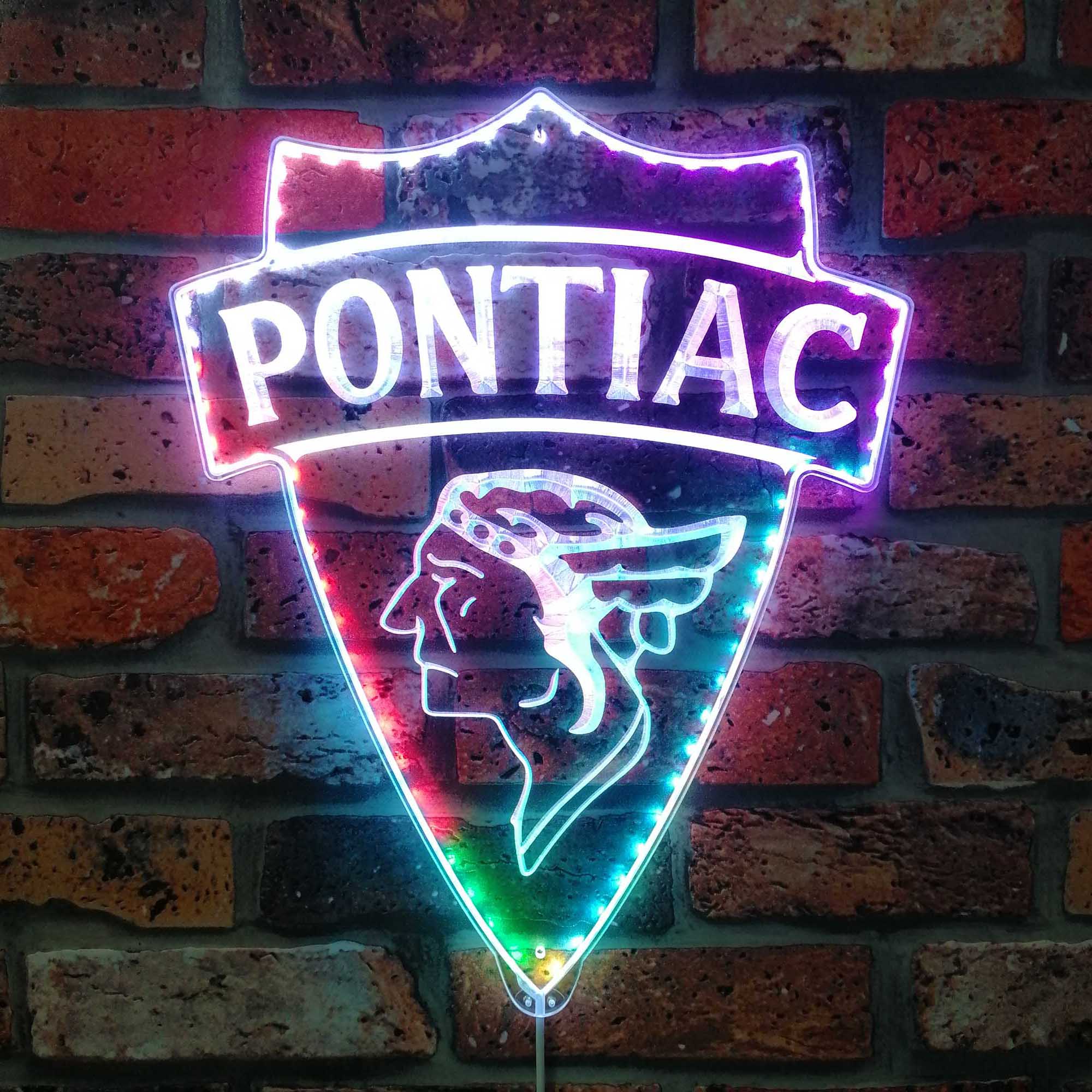 Pontiac 1930 Old Logo Dynamic RGB Edge Lit LED Sign