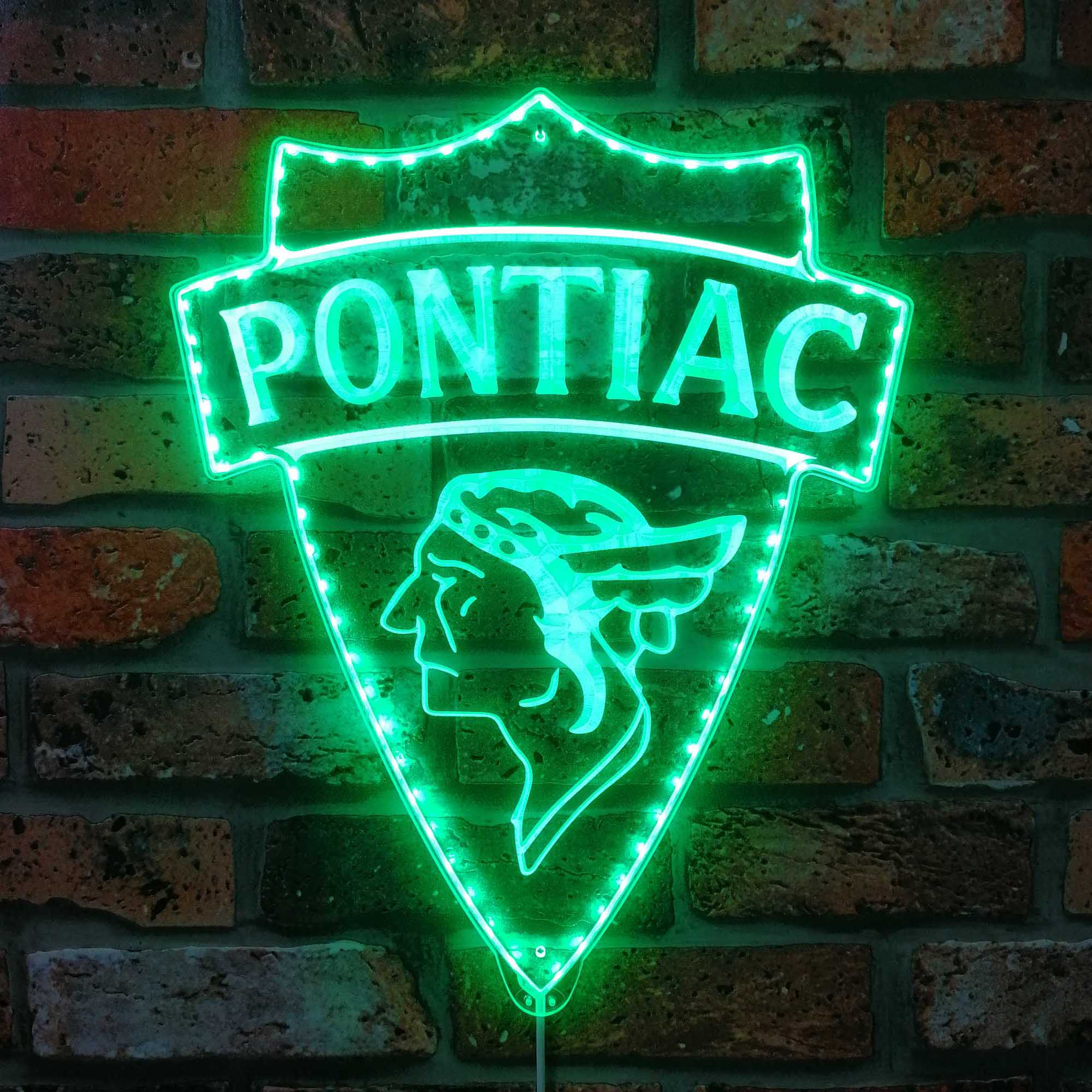 Pontiac 1930 Old Logo Dynamic RGB Edge Lit LED Sign