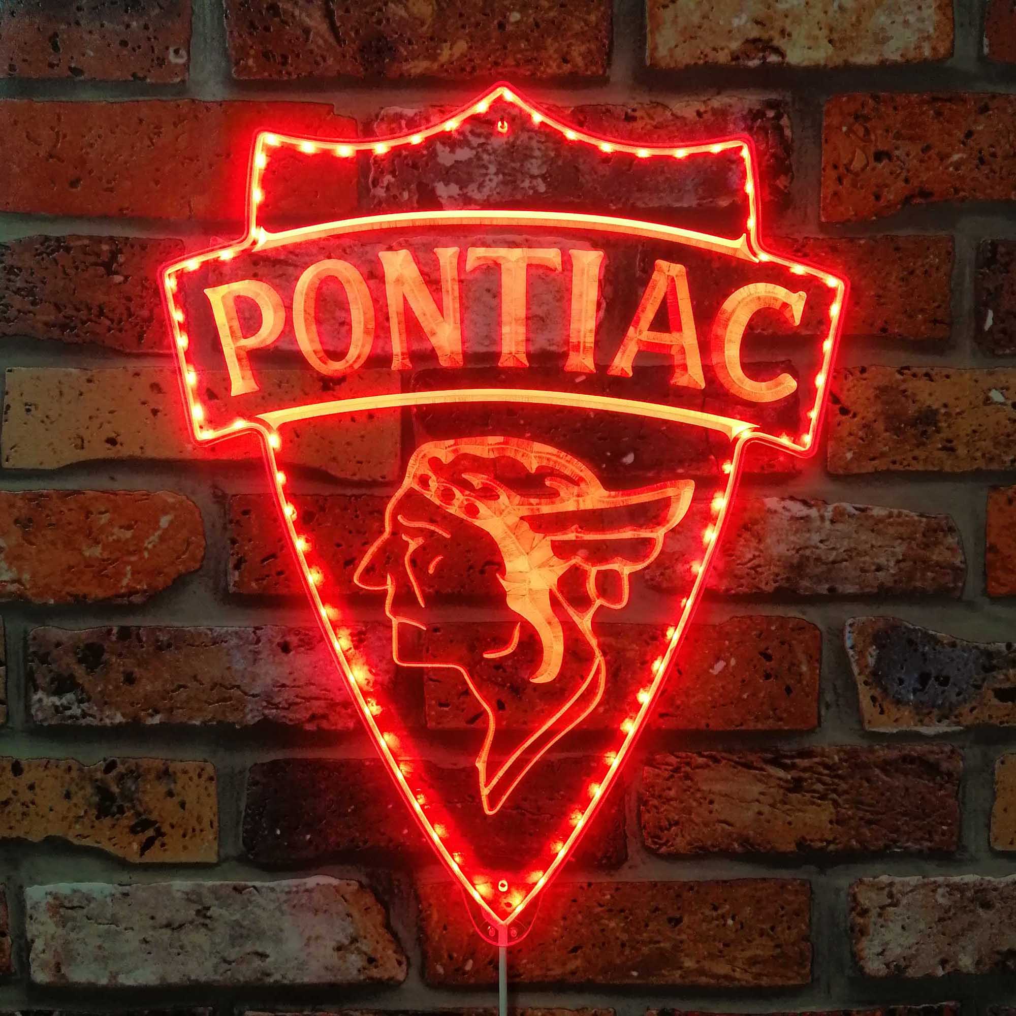 Pontiac 1930 Old Logo Dynamic RGB Edge Lit LED Sign