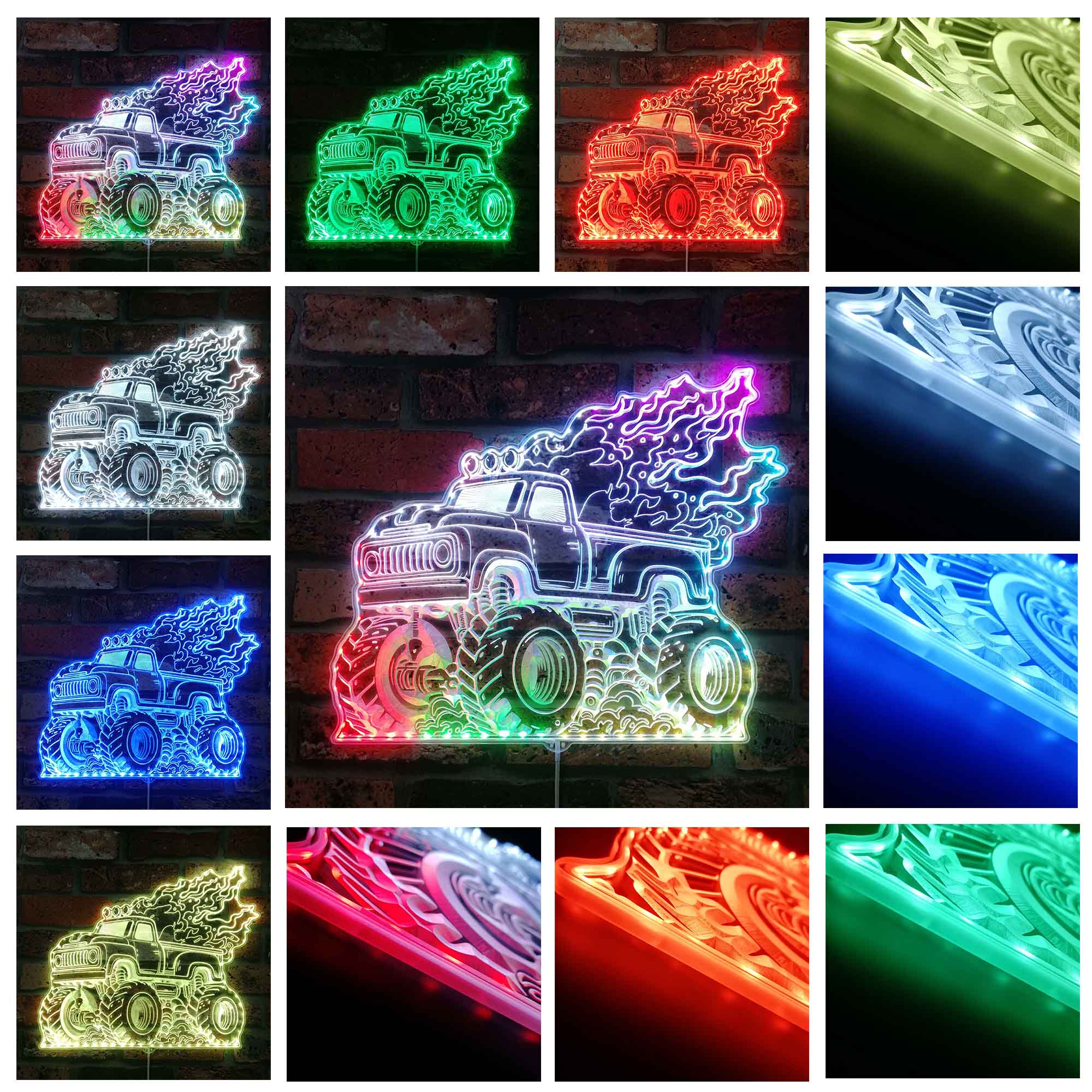 Monster Jam Truck Dynamic RGB Edge Lit LED Sign