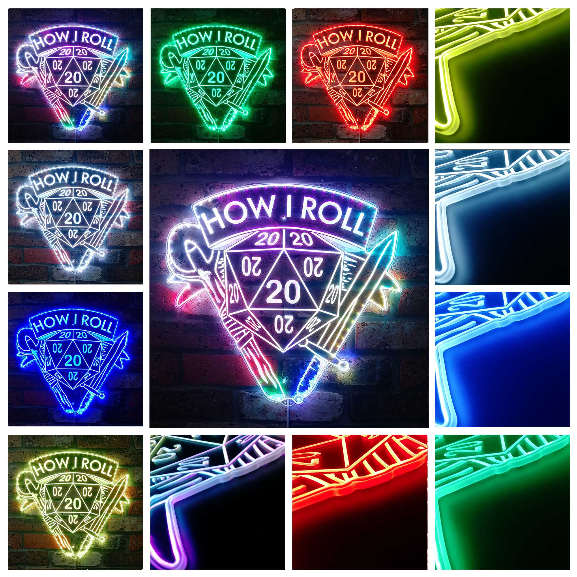 How I Roll DnD Dynamic RGB Edge Lit LED Sign