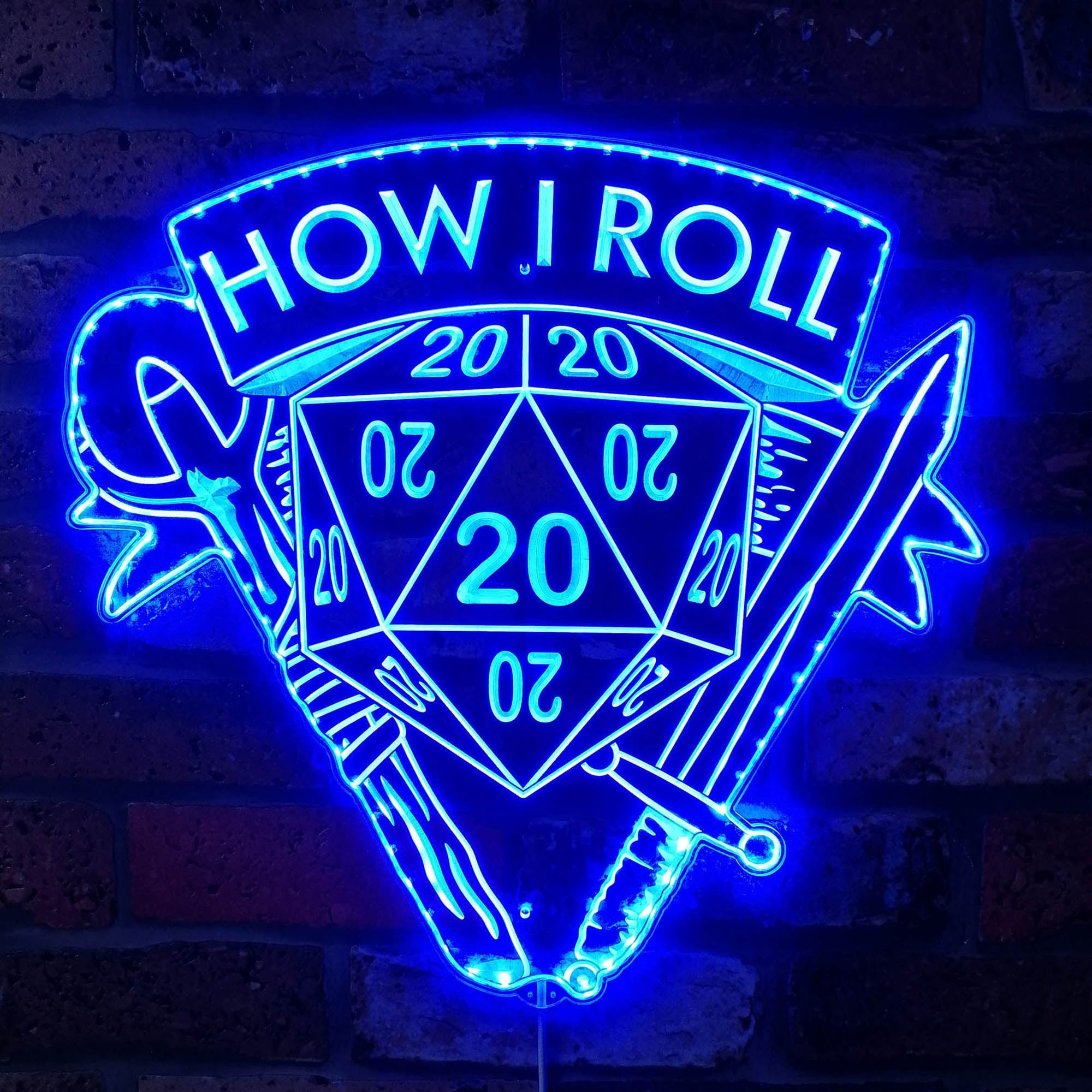 How I Roll DnD Dynamic RGB Edge Lit LED Sign